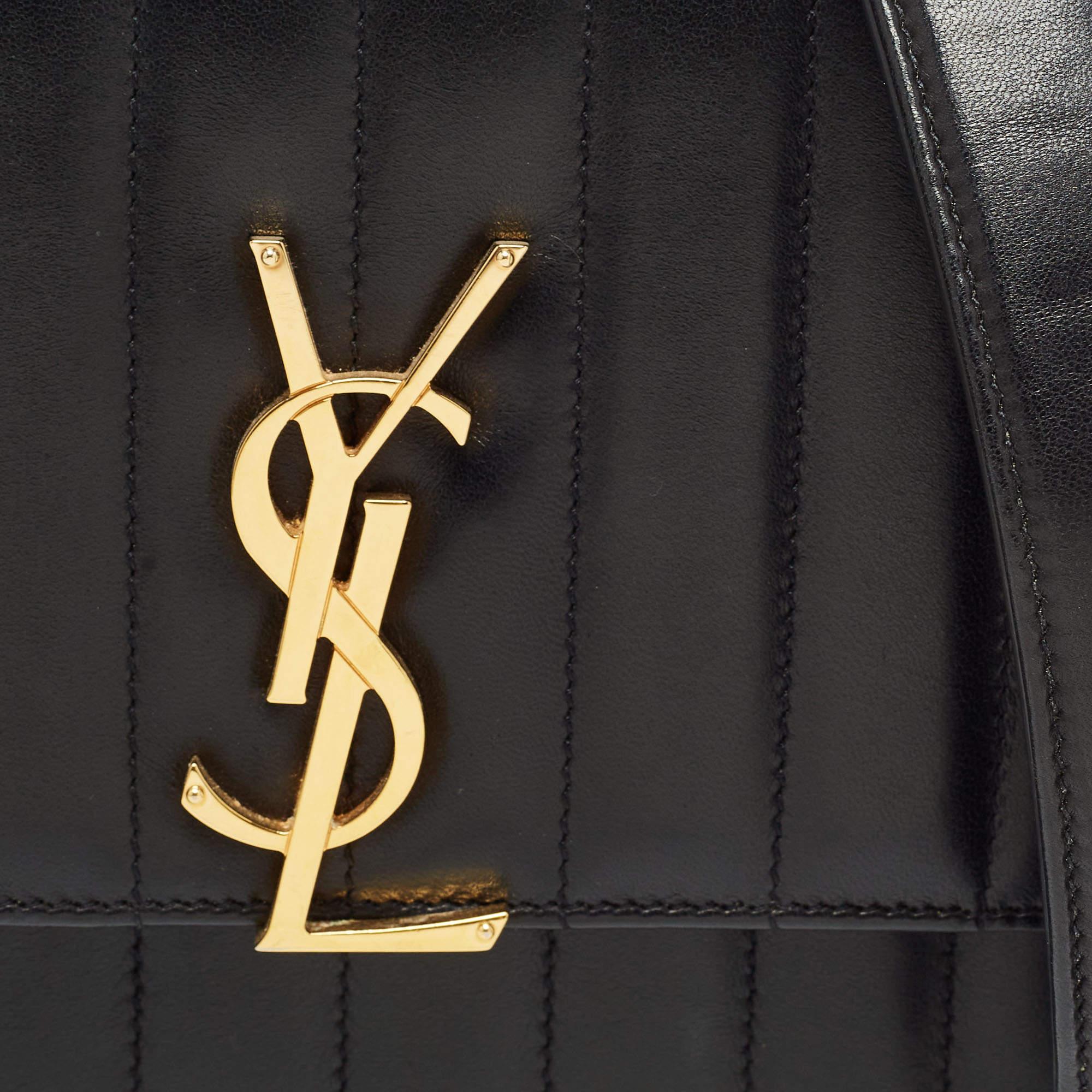 Saint Laurent Black Quilted Leather Medium Vicky Shoulder Bag 14