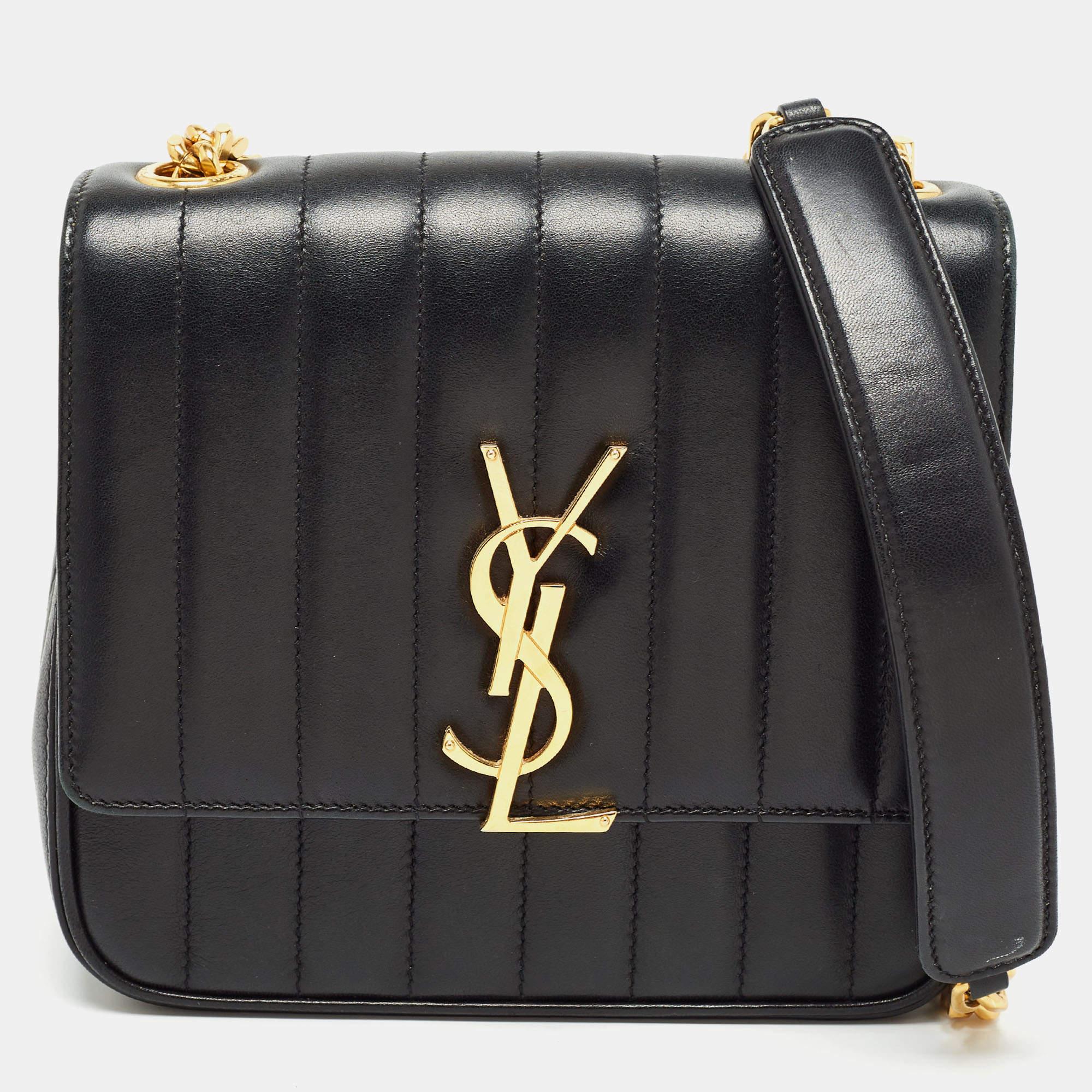 Saint Laurent Black Quilted Leather Medium Vicky Shoulder Bag 15
