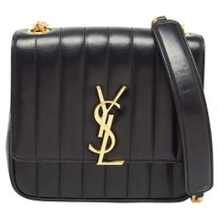 Saint Laurent Black Quilted Leather Medium Vicky Shoulder Bag