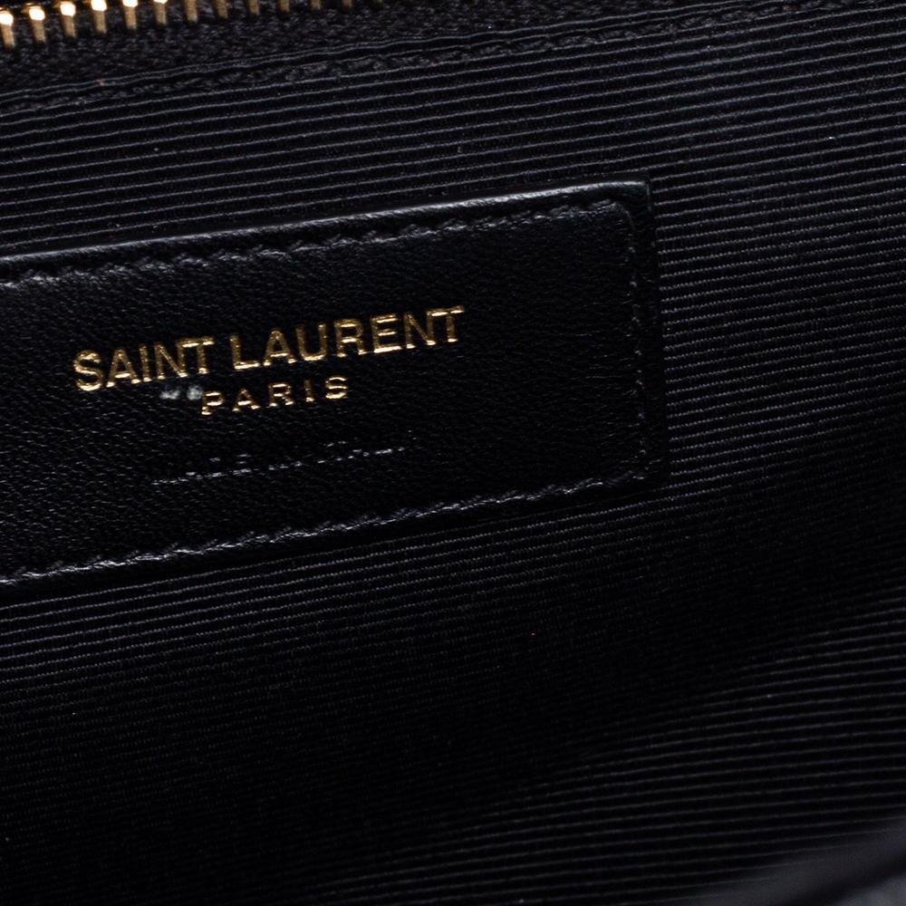 Saint Laurent Black Quilted Leather Monogram Envelope Shoulder Bag 7