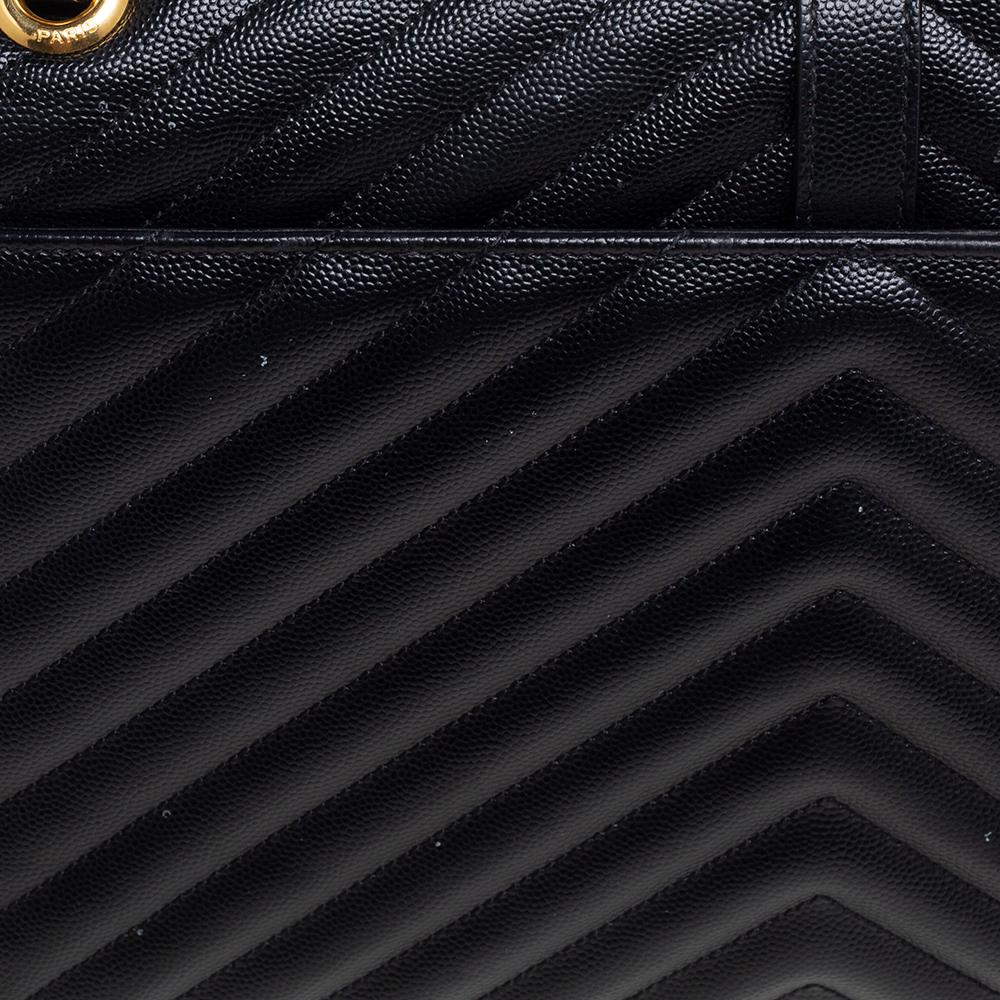 Saint Laurent Black Quilted Leather Monogram Envelope Shoulder Bag 3