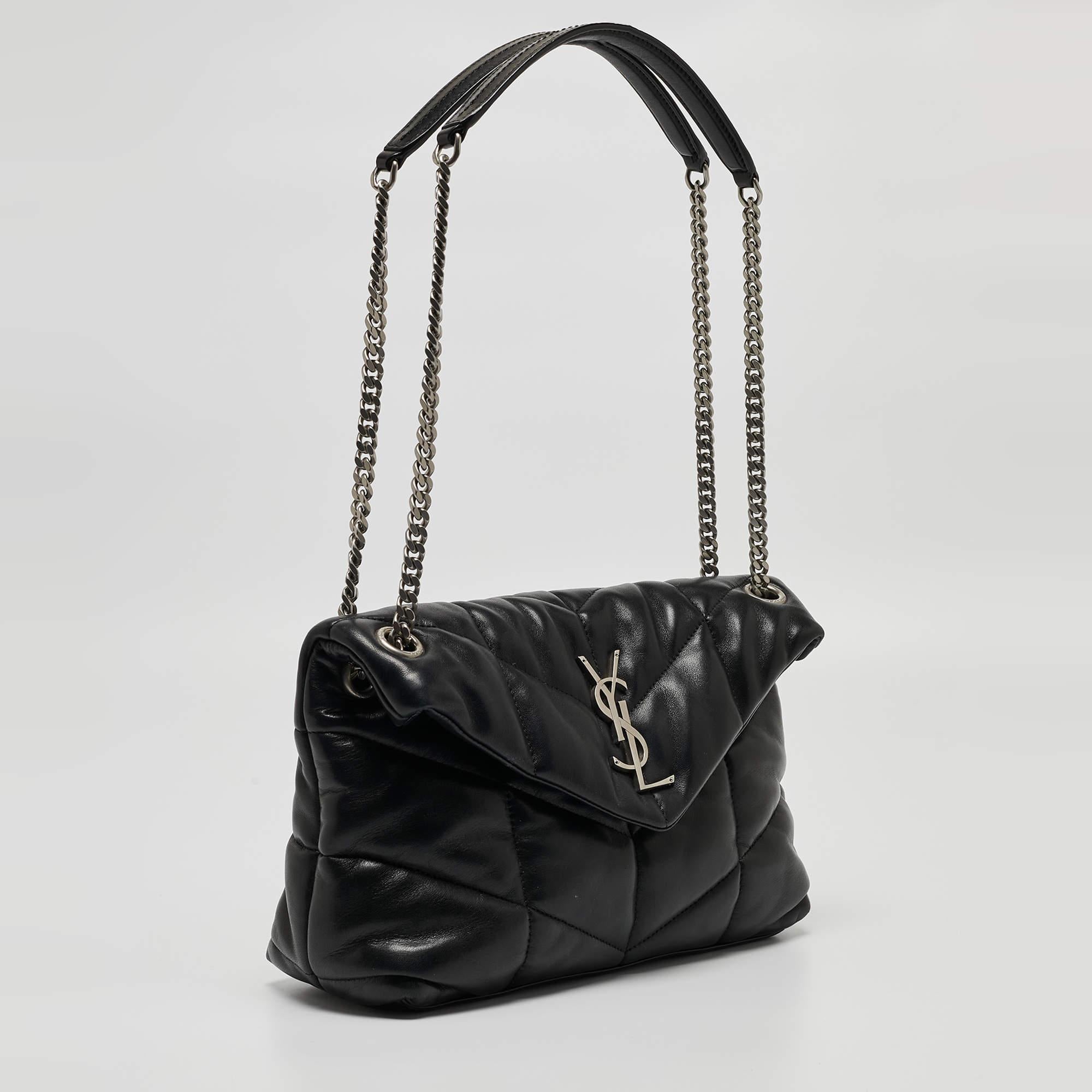 Women's Saint Laurent Black Quilted Leather Small Loulou Puffer Shoulder Bag