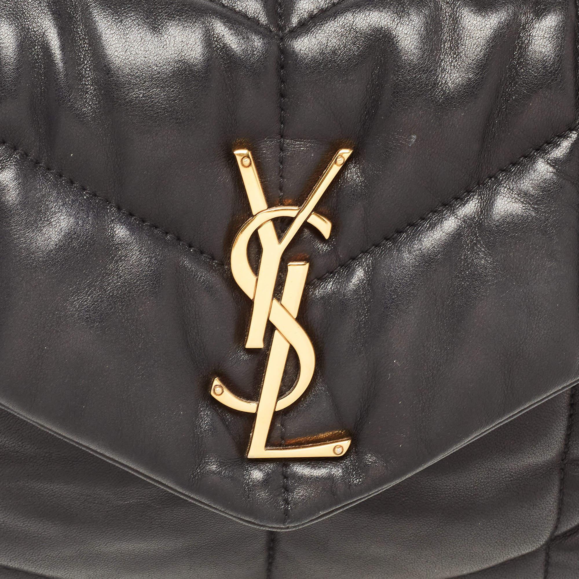 Saint Laurent Black Quilted Leather Small Loulou Puffer Shoulder Bag 2
