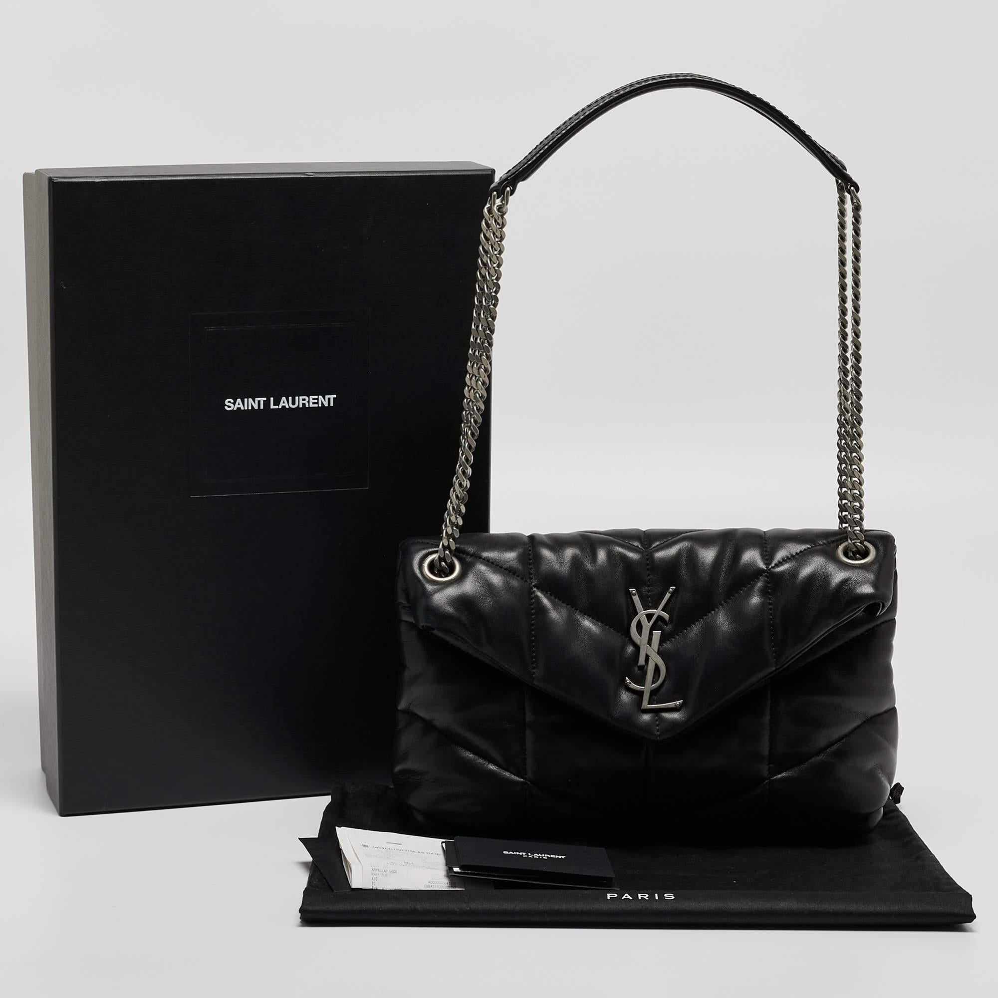 Saint Laurent Black Quilted Leather Small Loulou Puffer Shoulder Bag 5