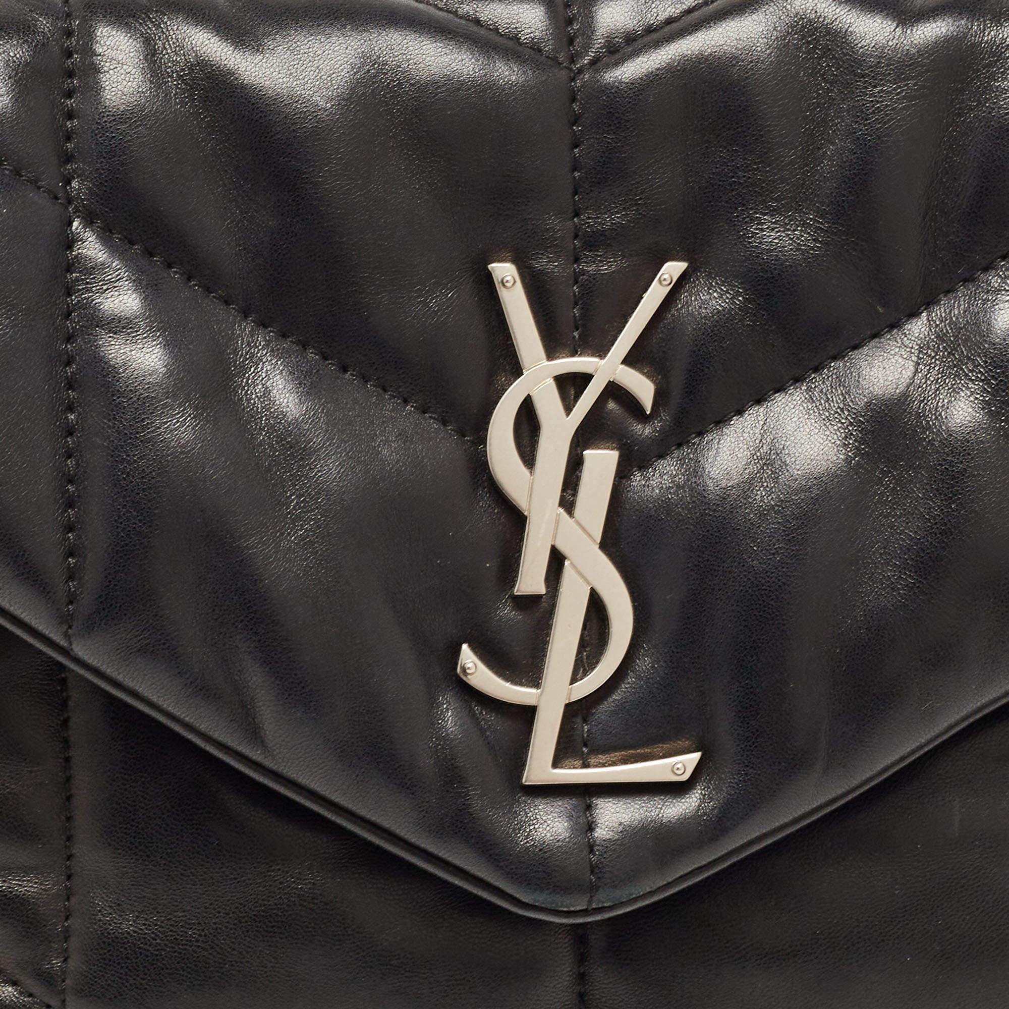 Saint Laurent Black Quilted Leather Small Puffer Chain Bag 6