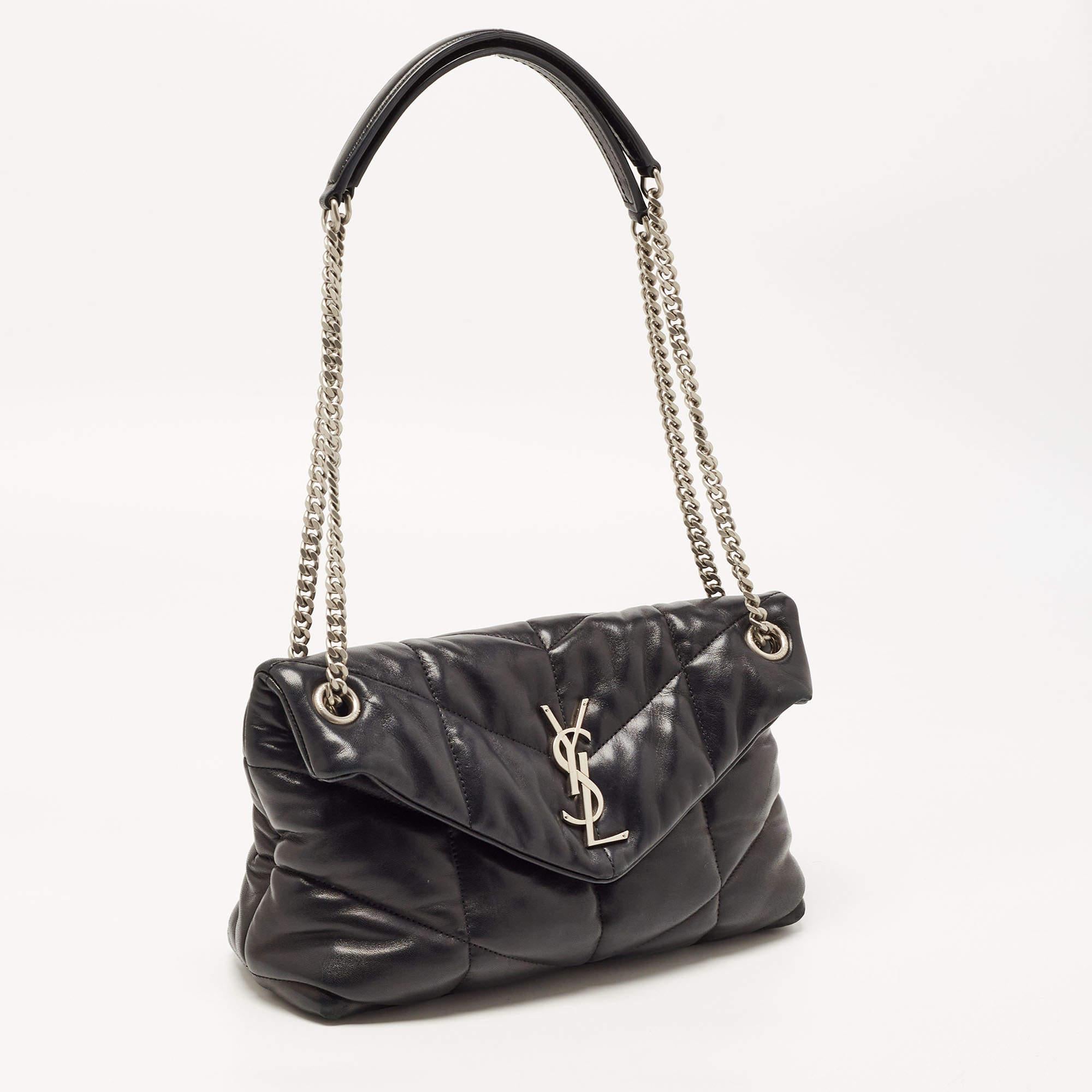 Women's Saint Laurent Black Quilted Leather Small Puffer Chain Bag