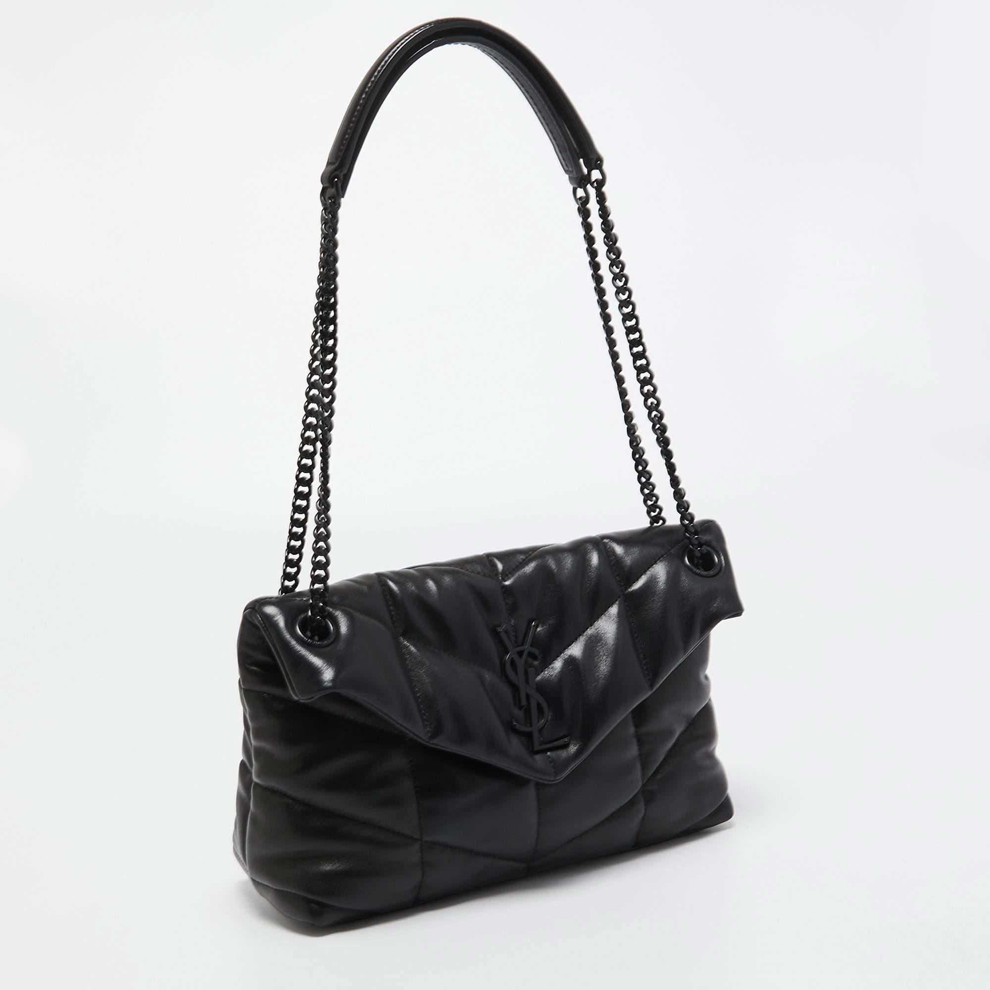 Women's Saint Laurent Black Quilted Leather Small Puffer Chain Shoulder Bag