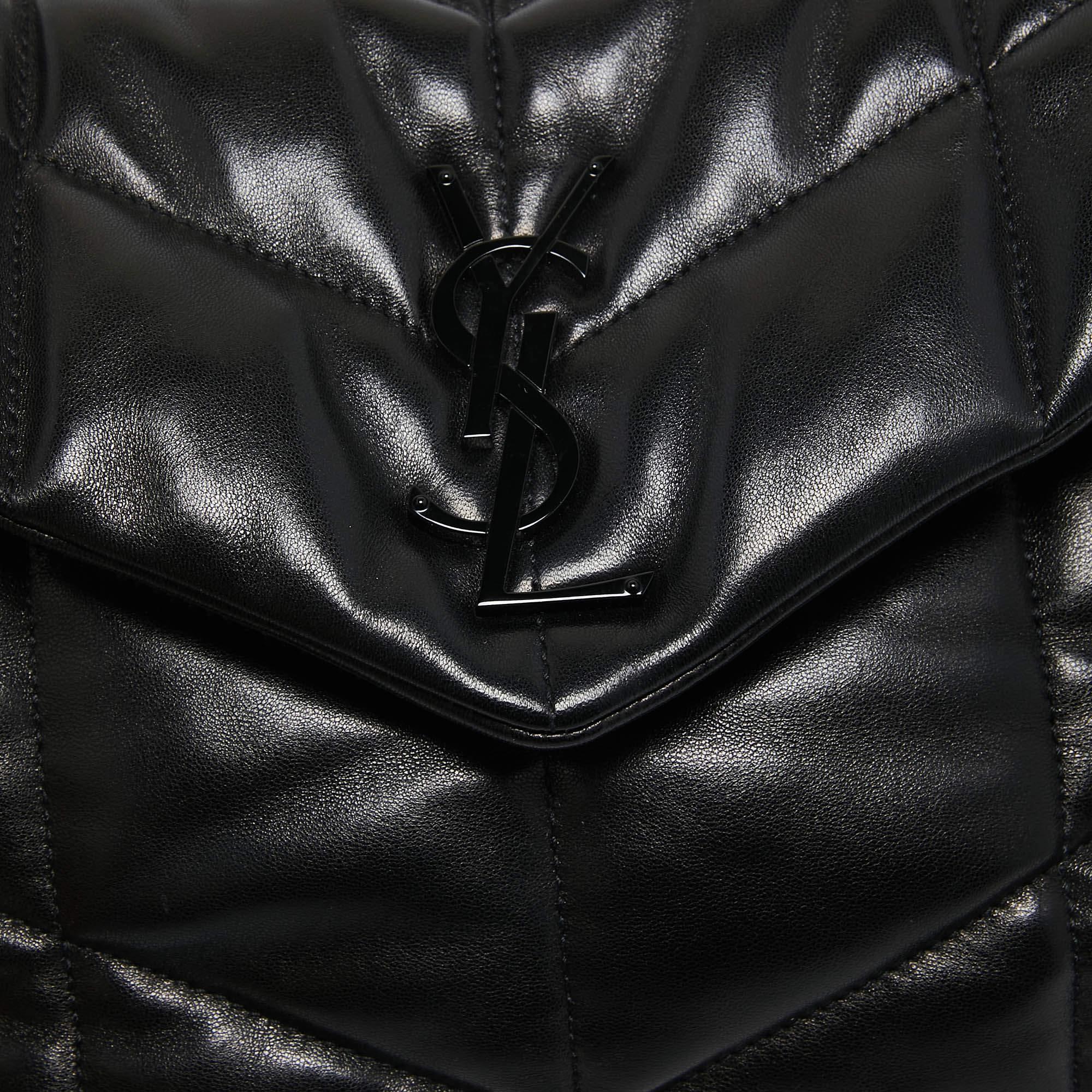 Saint Laurent Black Quilted Leather Small Puffer Chain Shoulder Bag 2