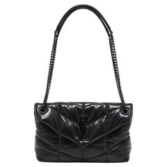 Saint Laurent Black Quilted Leather Small Puffer Chain Shoulder Bag