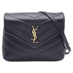 Used Saint Laurent Black Quilted Leather Toy Loulou Crossbody Bag