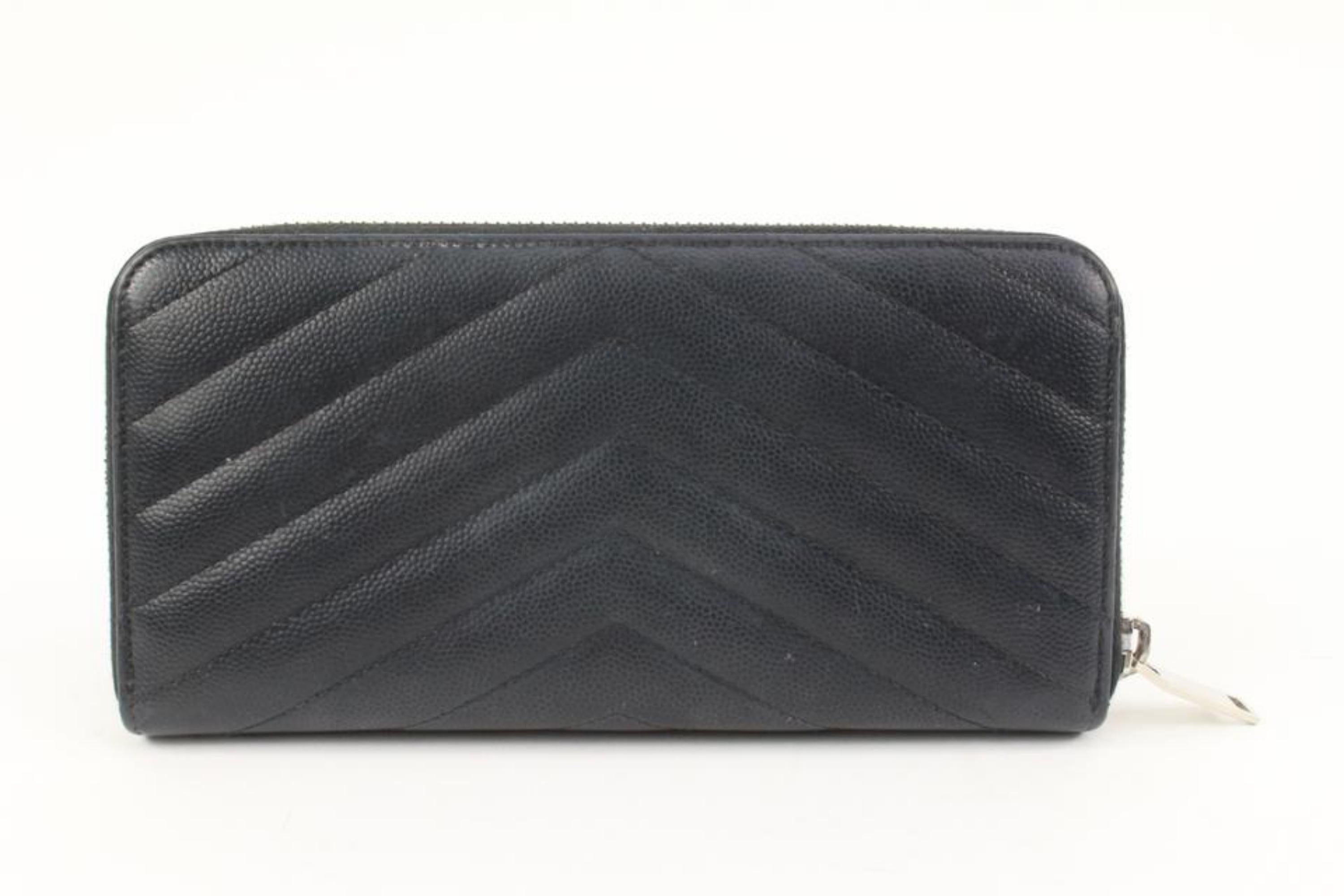Saint Laurent Black Quilted Monogram Matelasse Leather Zip-Around Wallet 49YS37S For Sale 6