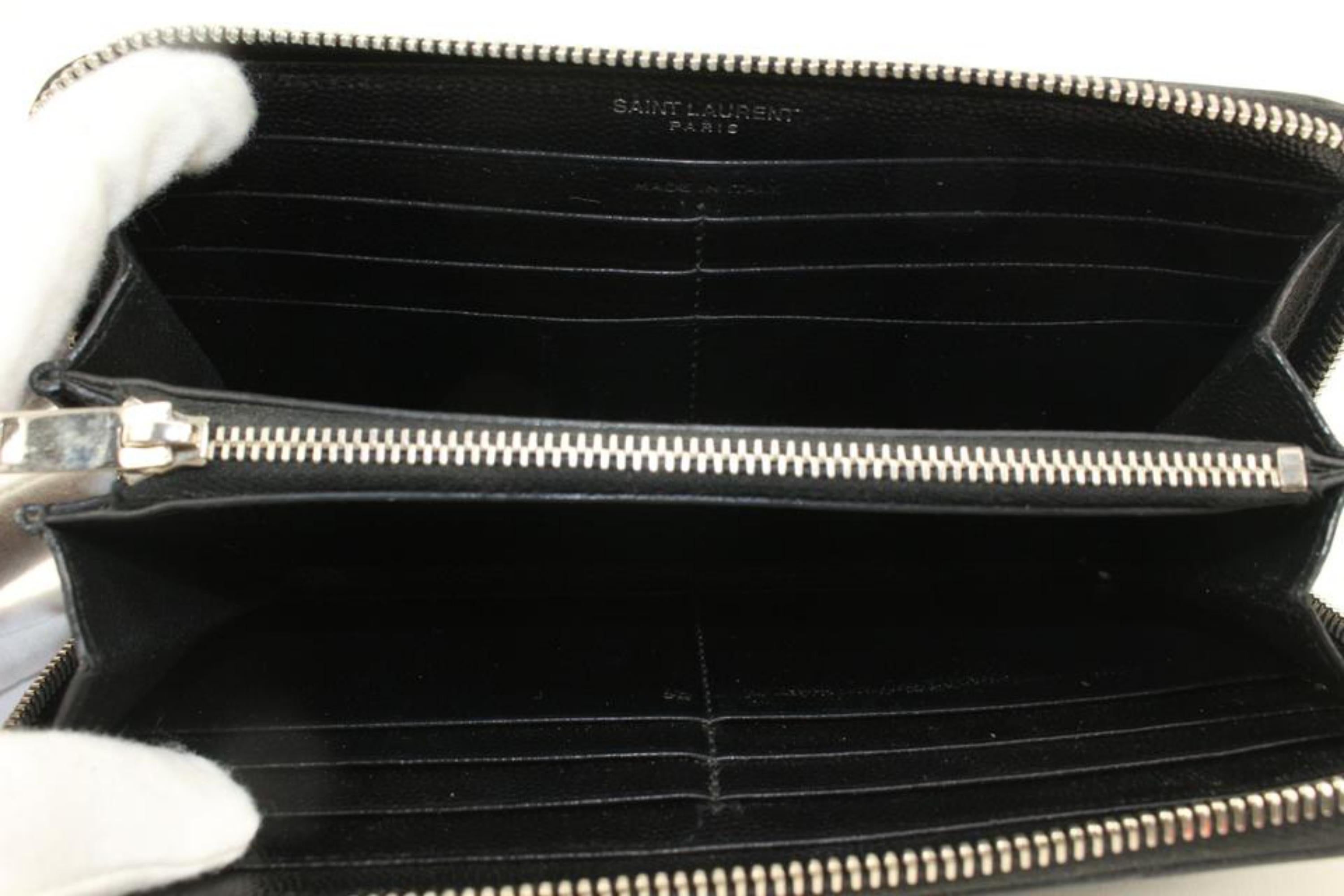 Saint Laurent Black Quilted Monogram Matelasse Leather Zip-Around Wallet 49YS37S For Sale 1
