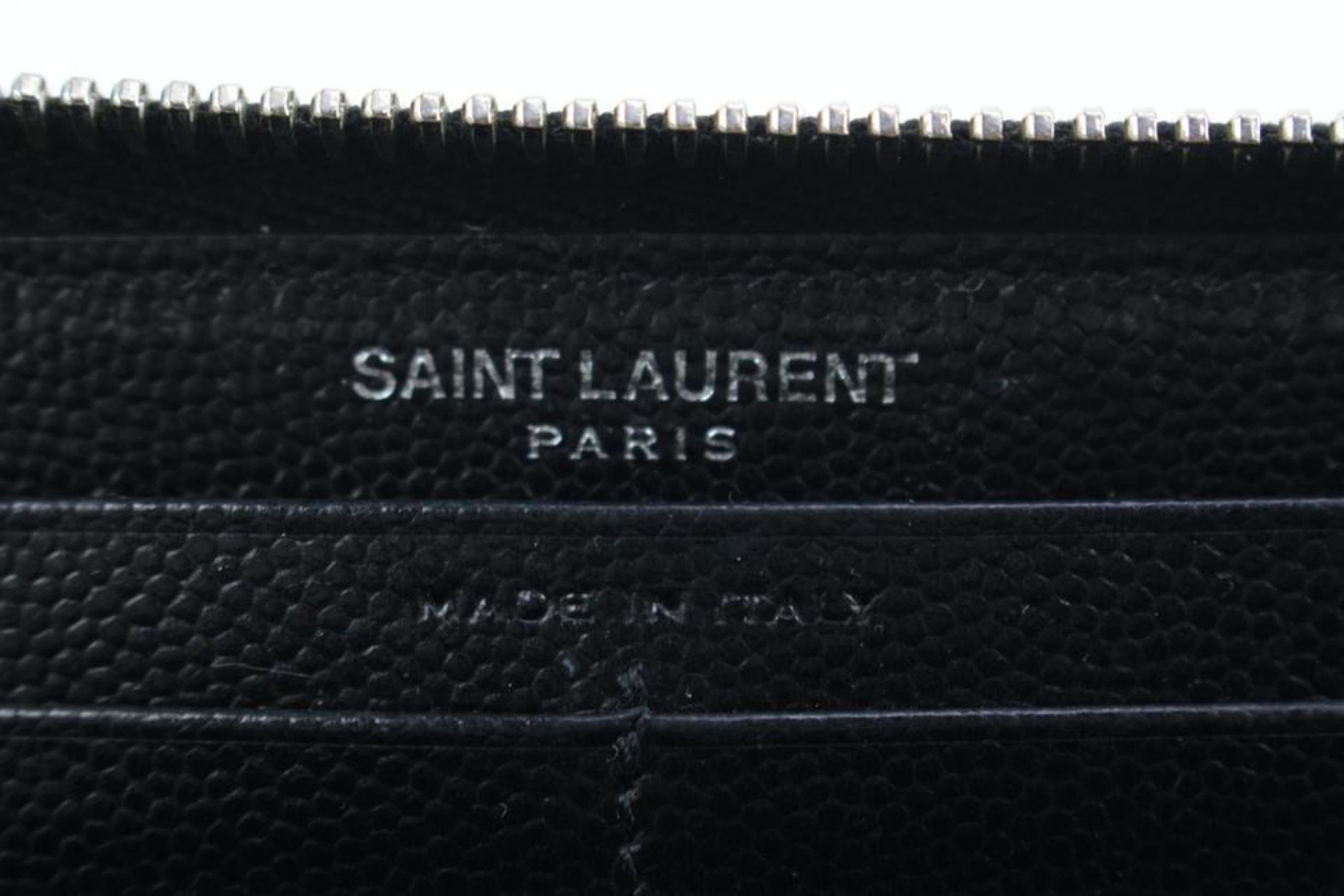 Saint Laurent Schwarze gesteppte Portemonnaie aus Matelasse-Leder mit Reißverschluss 49YS37S mit Monogramm im Angebot 2