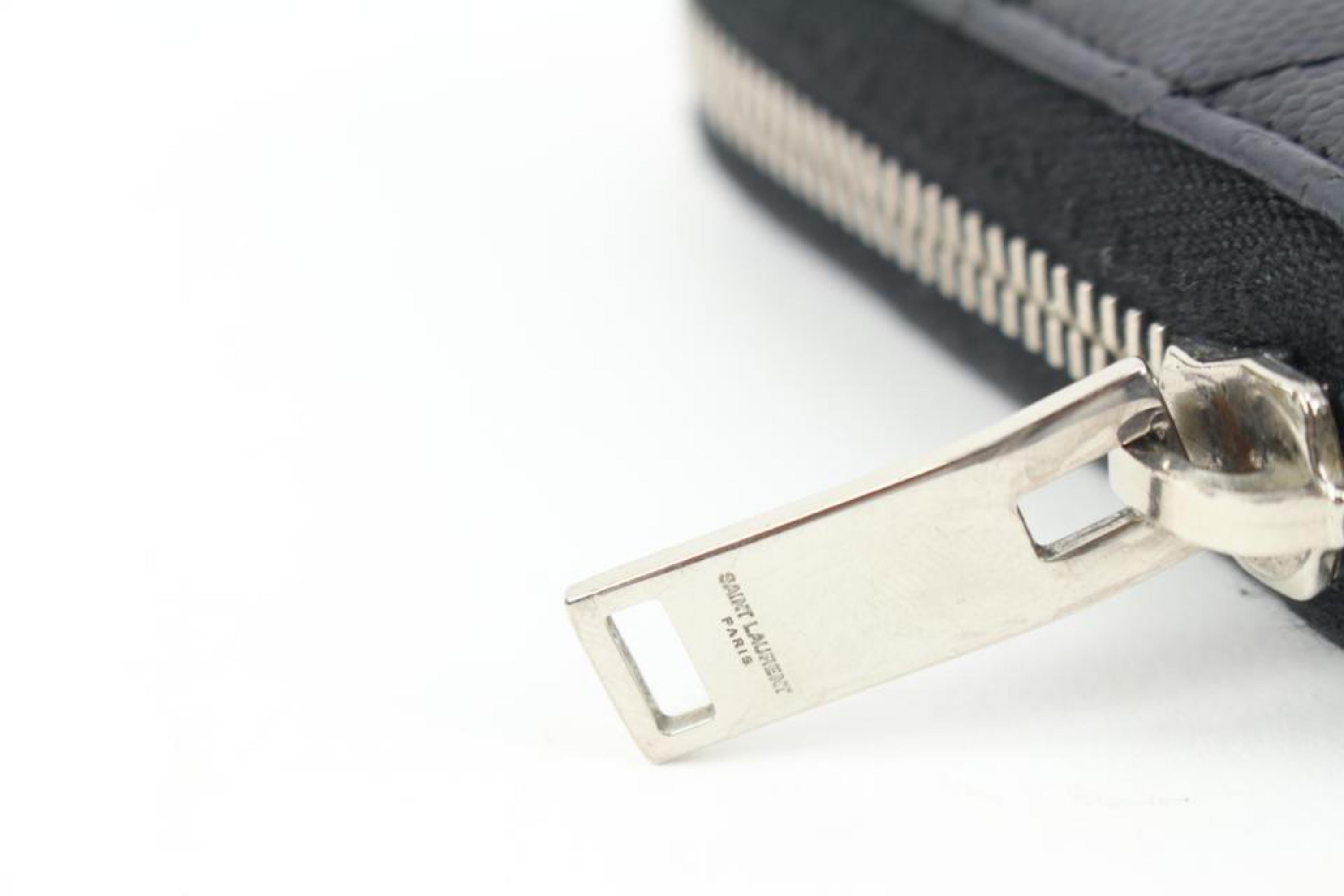 Saint Laurent Black Quilted Monogram Matelasse Leather Zip-Around Wallet 49YS37S For Sale 4