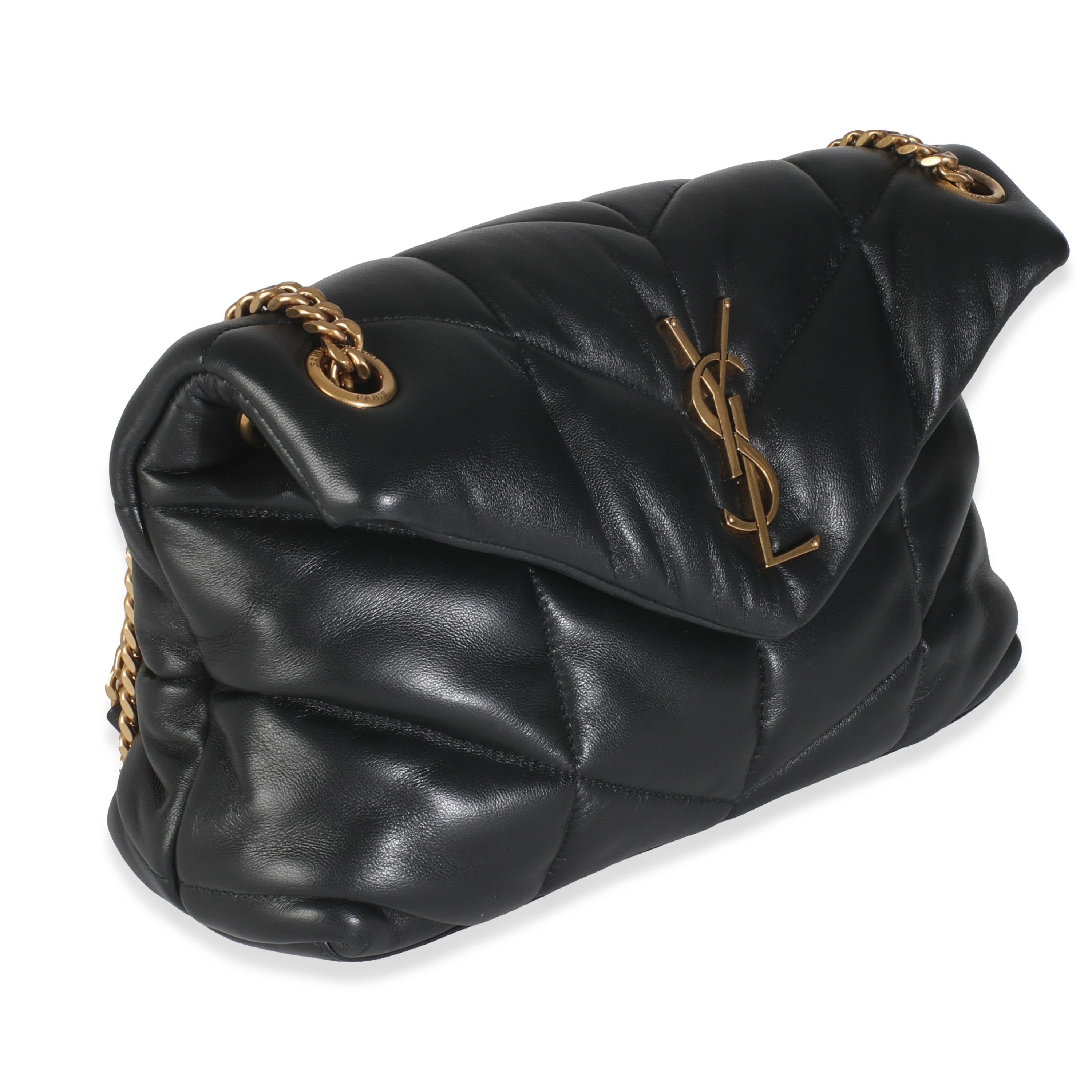 Saint Laurent Black Quilted Nappa Small Loulou Puffer Negro en venta