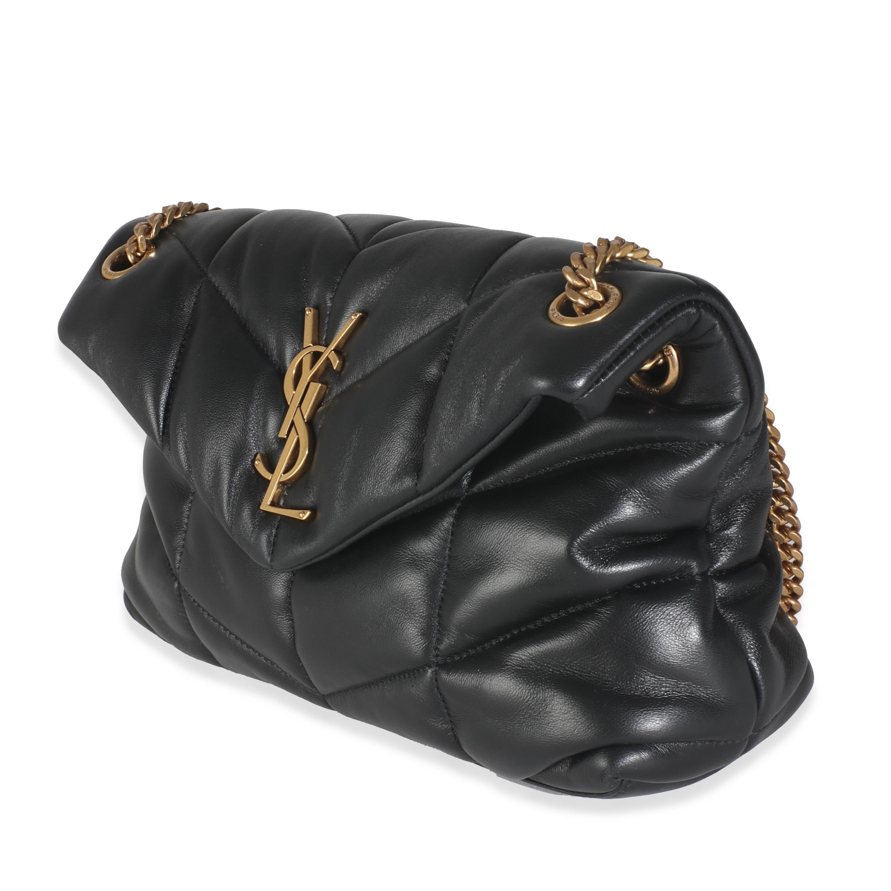 Saint Laurent Black Quilted Nappa Small Loulou Puffer en Excelente estado para la venta en New York, NY