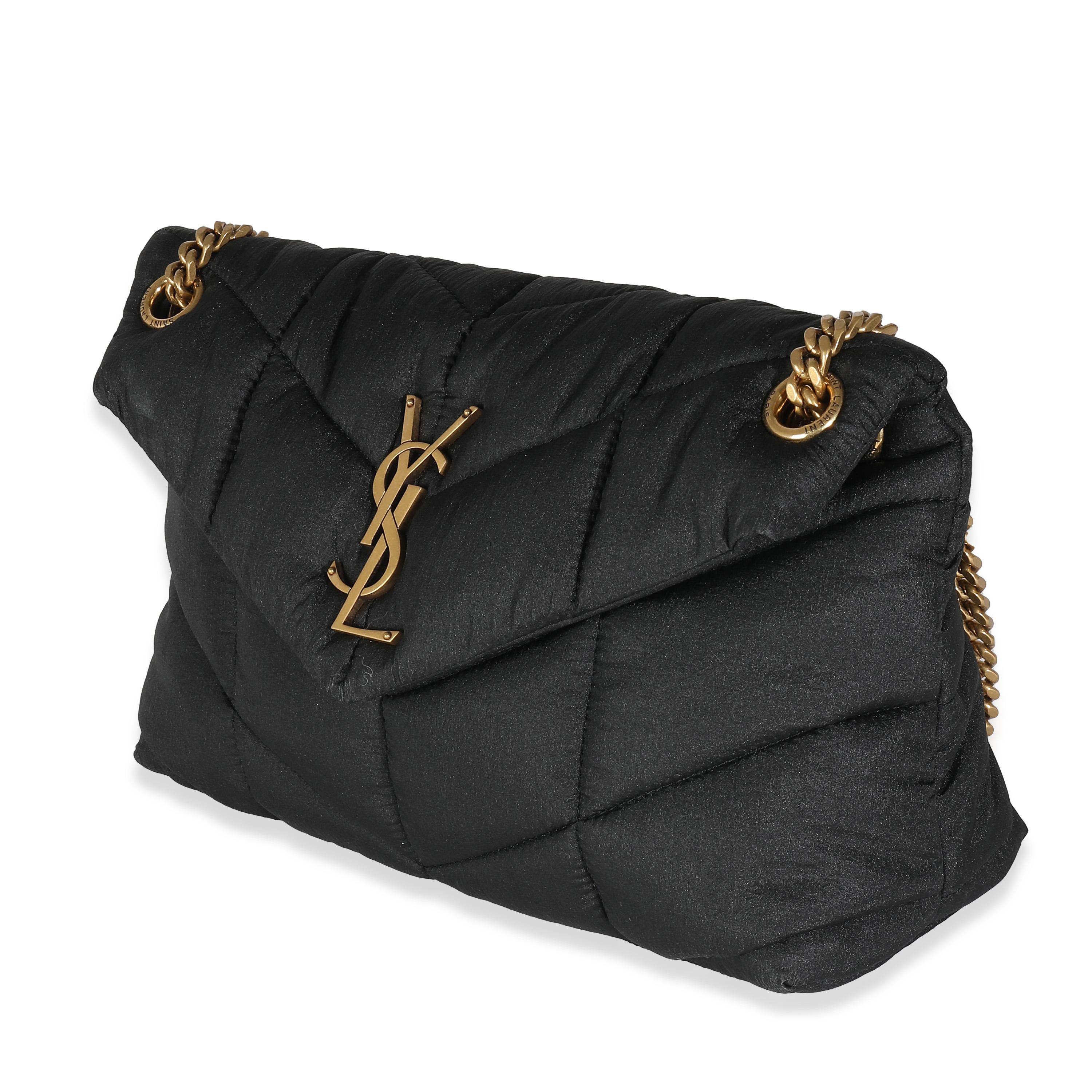 Women's or Men's Saint Laurent Black Quilted Nylon Small Lou Puffer Chain Bag For Sale