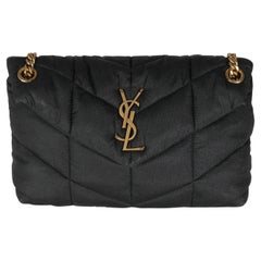 Saint Laurent Black Quilted Nylon Small Lou Puffer Chain Bag