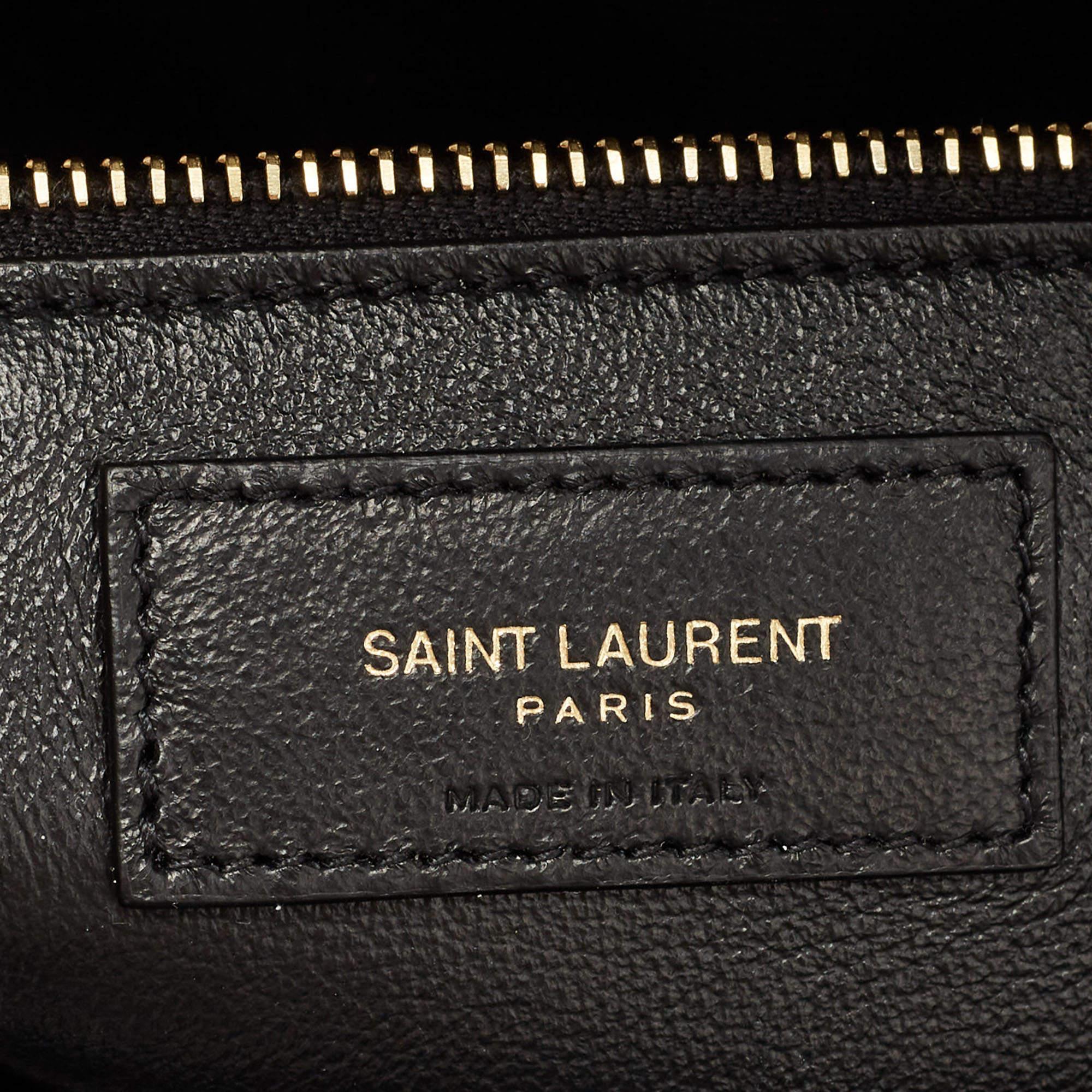 Saint Laurent Black Quilted Patent Leather Sade Puffer Envelope Clutch 4
