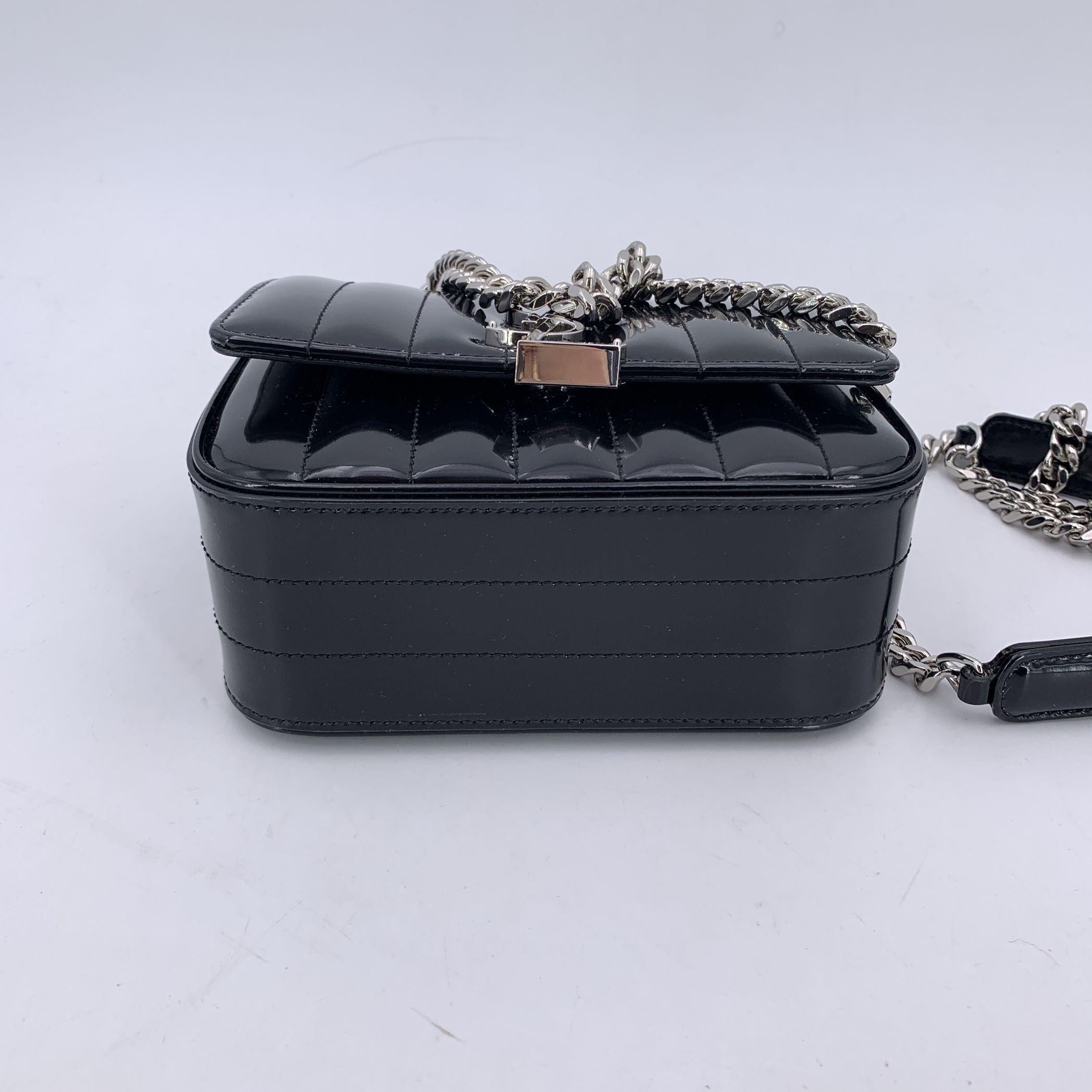 Women's Saint Laurent Black Quilted Patent Leather Small Vicky Crossbody Bag For Sale