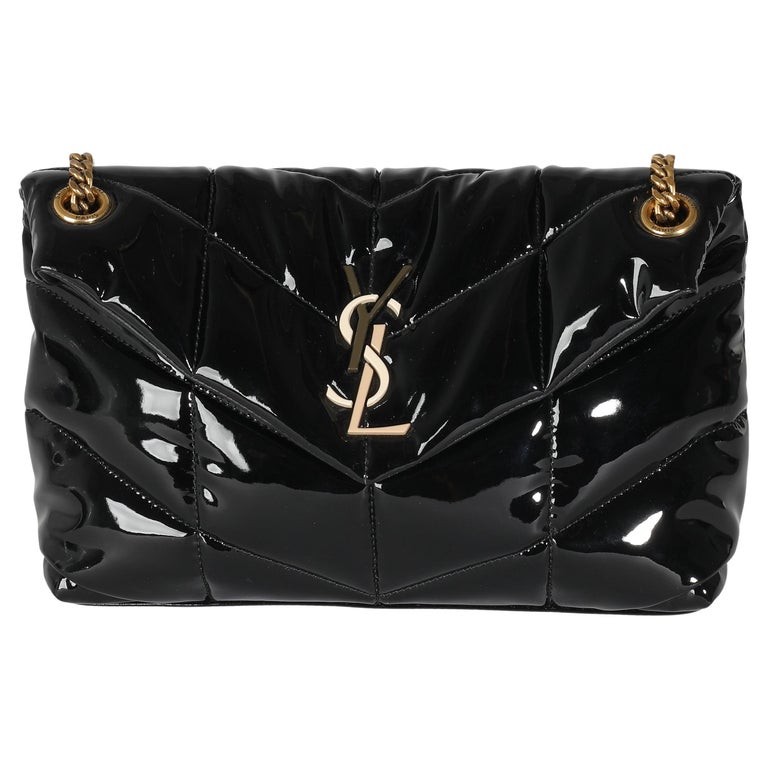 Saint Laurent Schwarze kleine Lou Puffer-Kette Tasche aus