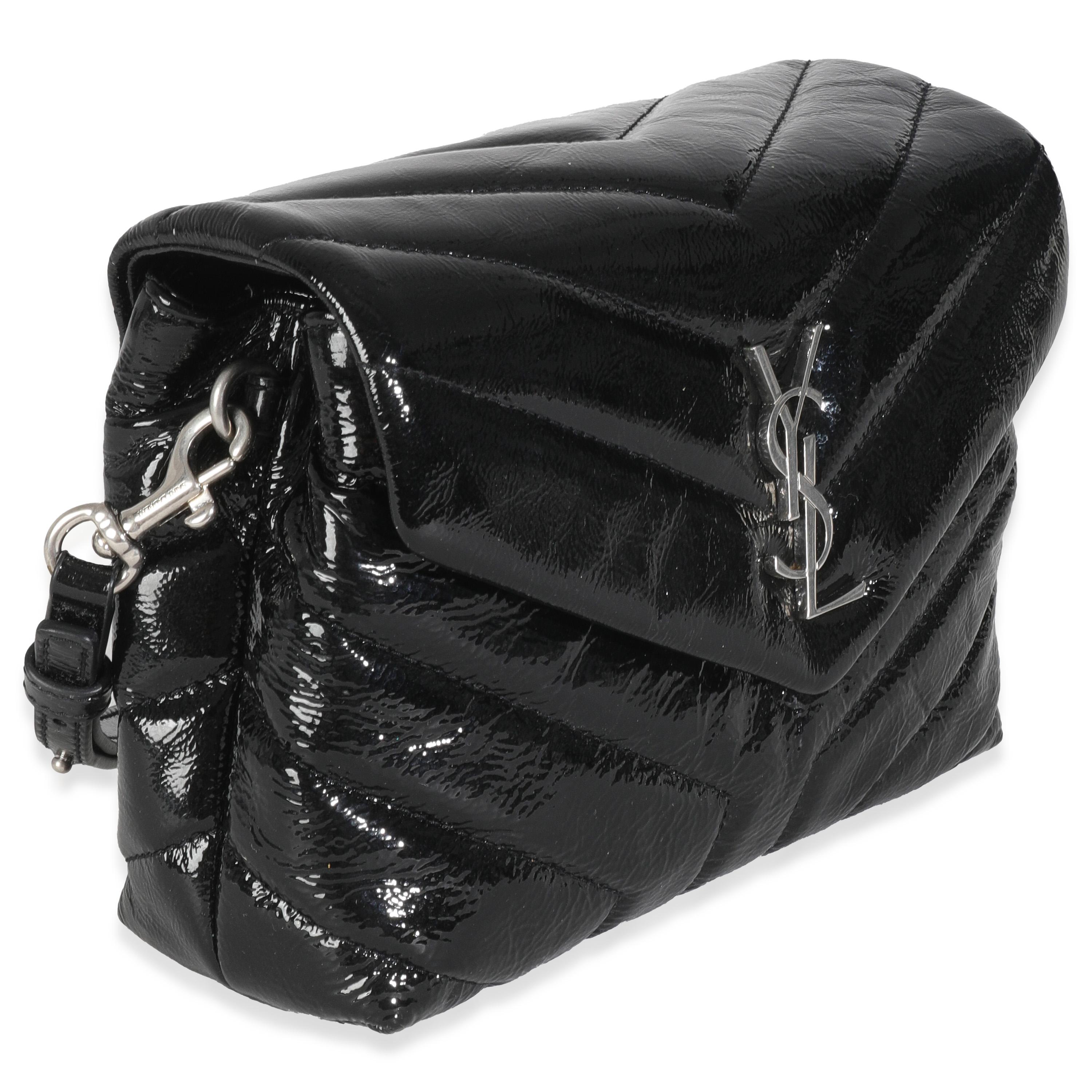 Nero Saint Laurent Loulou in vernice nera trapuntata in vendita