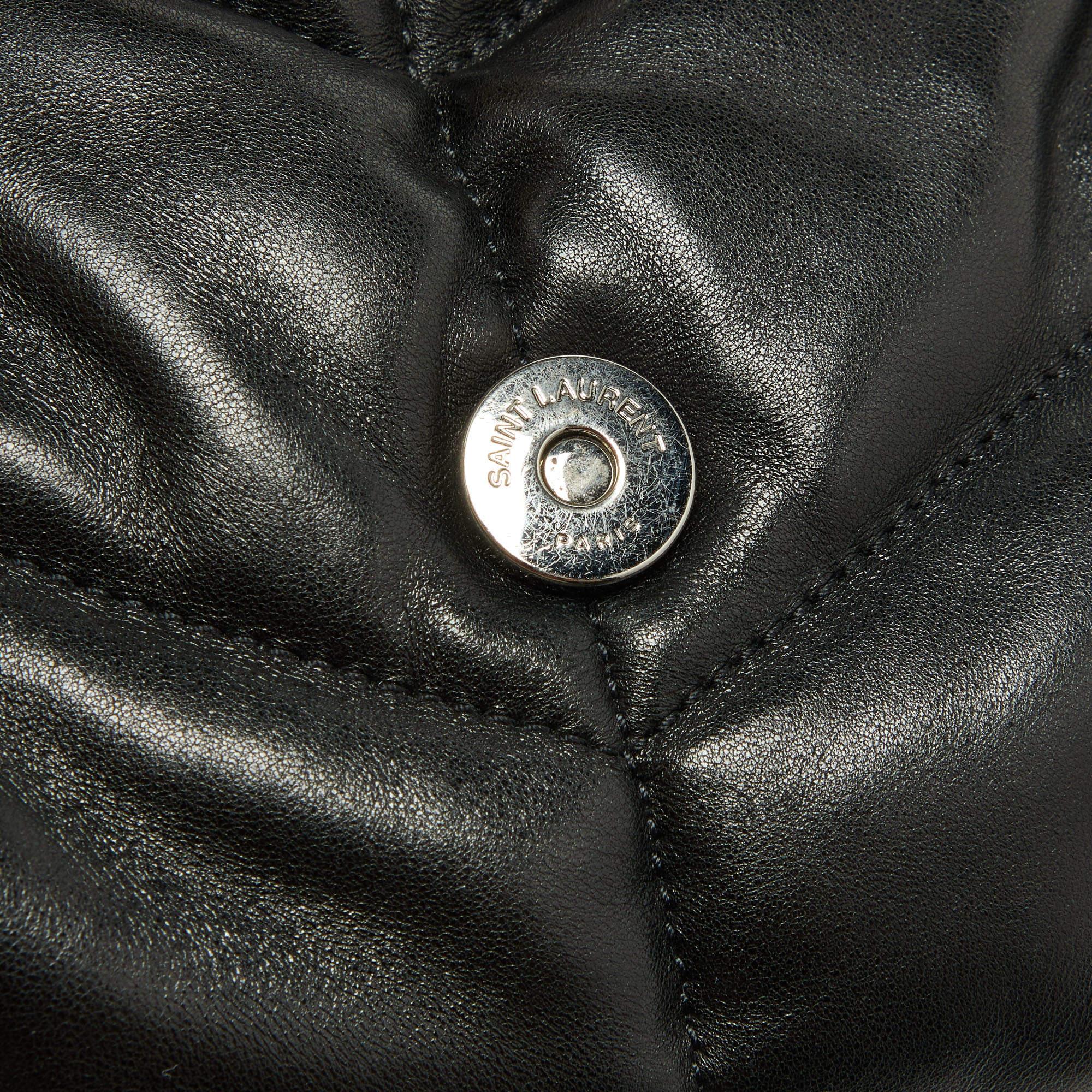 Saint Laurent Black Quilted Puffer Leather Medium Loulou Monogram Shoulder Bag In Good Condition In Dubai, Al Qouz 2