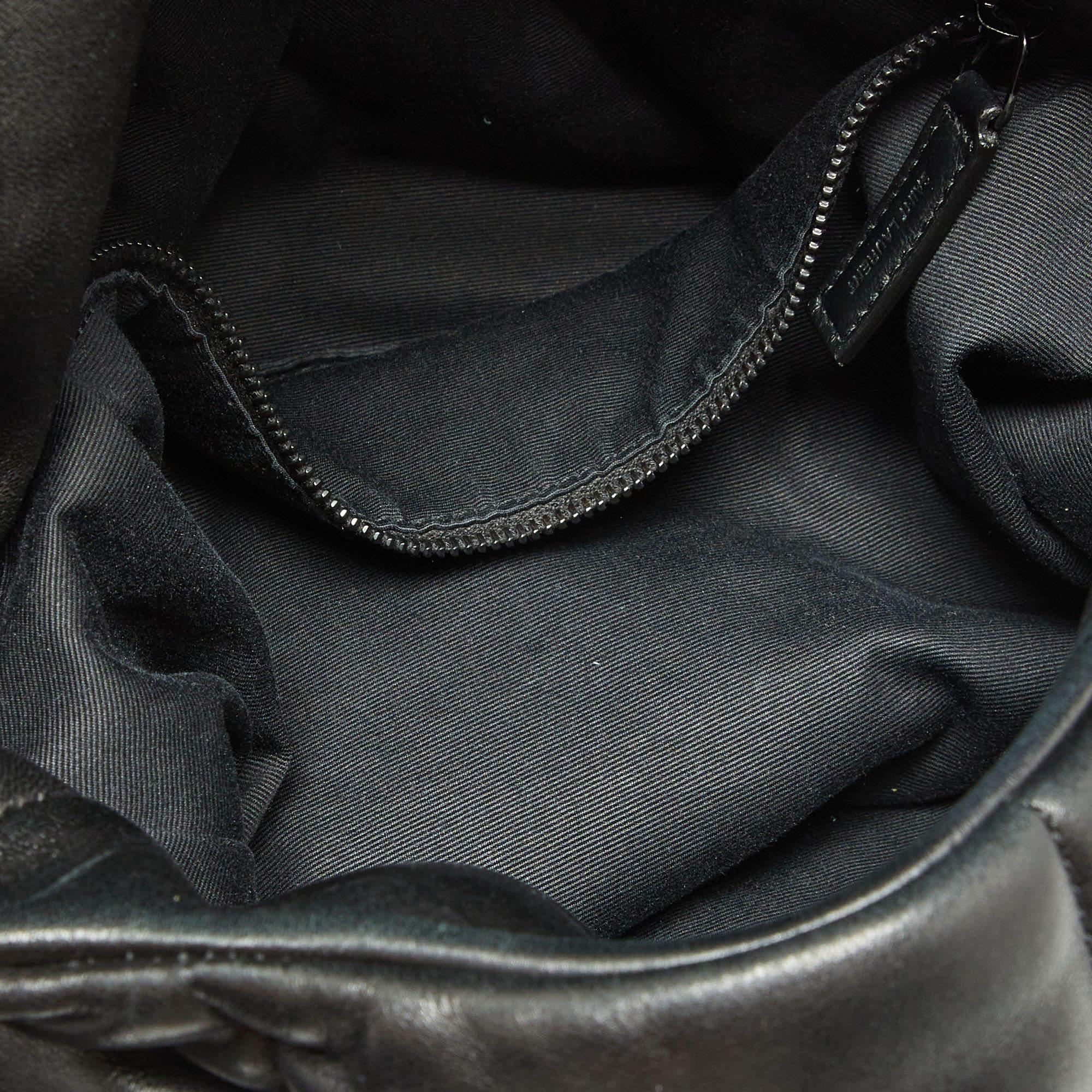 Saint Laurent Black Quilted Puffer Leather Medium Loulou Monogram Shoulder Bag 4