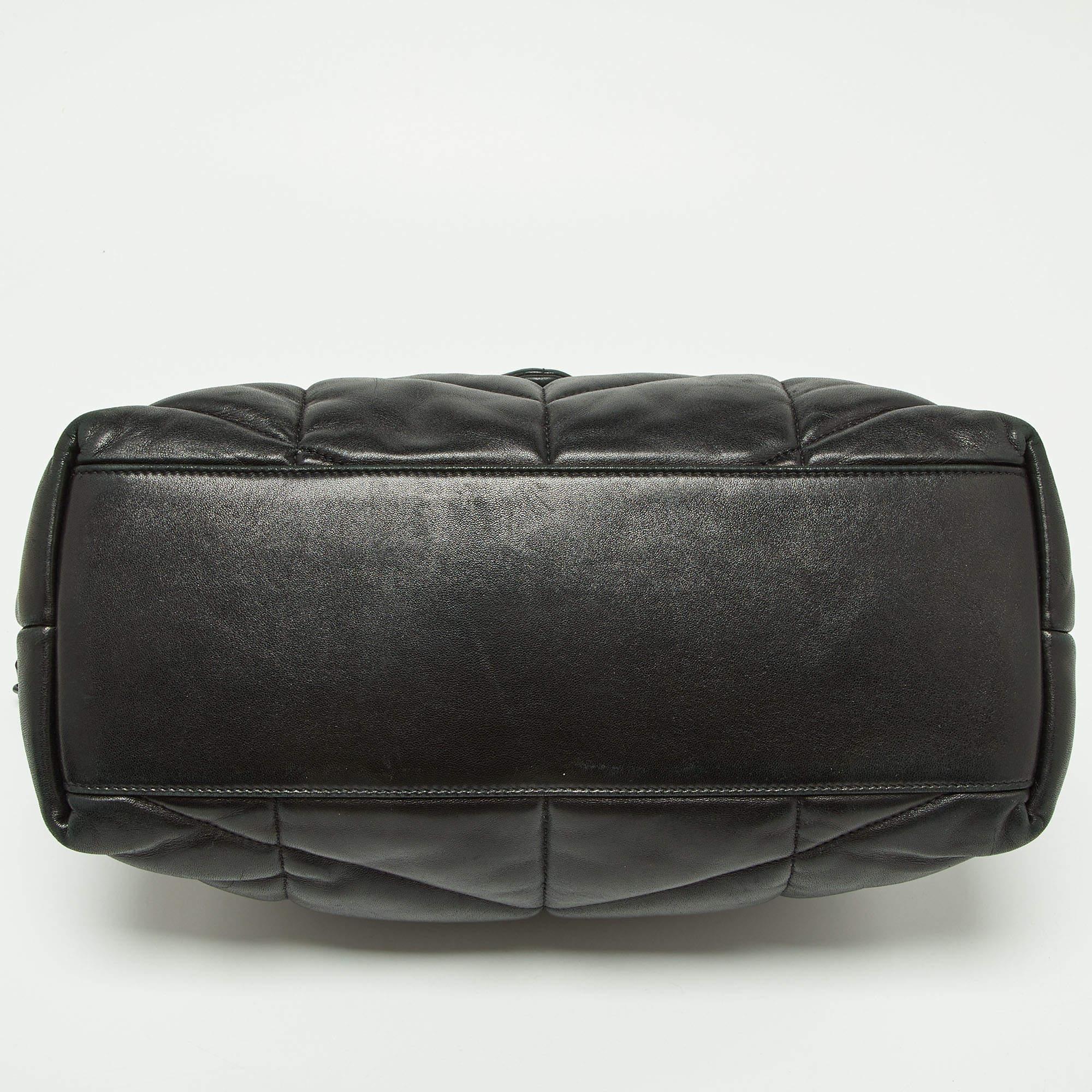 Saint Laurent Black Quilted Puffer Leather Medium Loulou Monogram Shoulder Bag 5