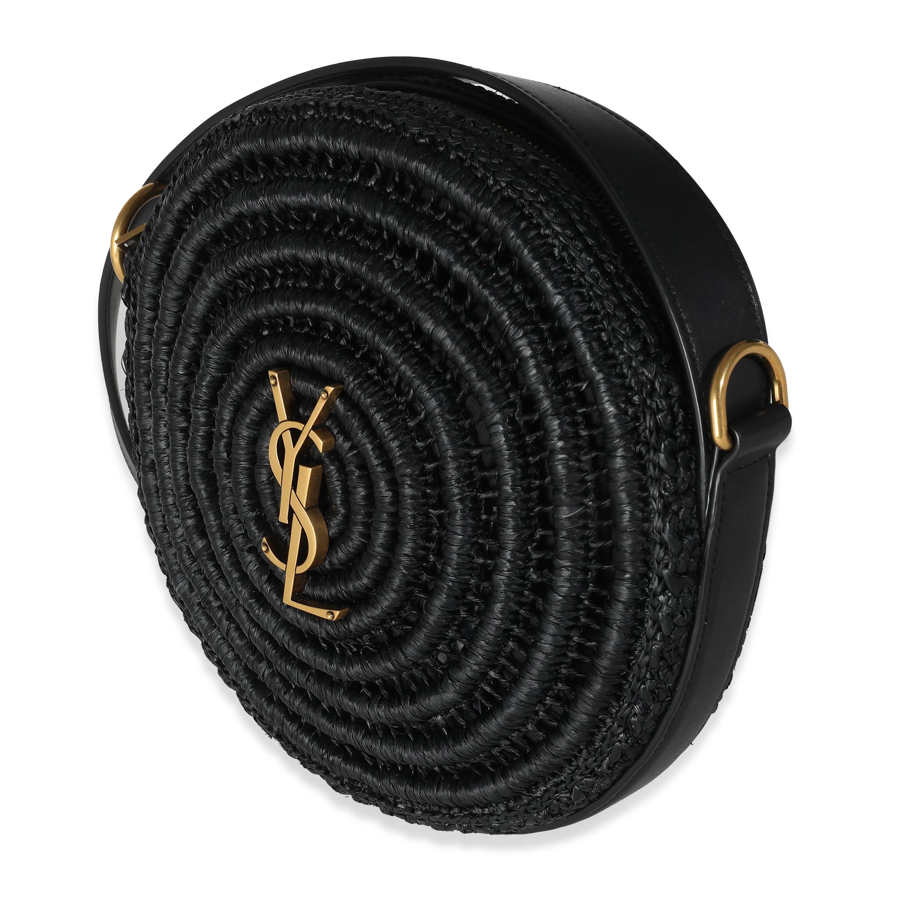 Women's or Men's Saint Laurent Black Raffia Round Shoulder Bag