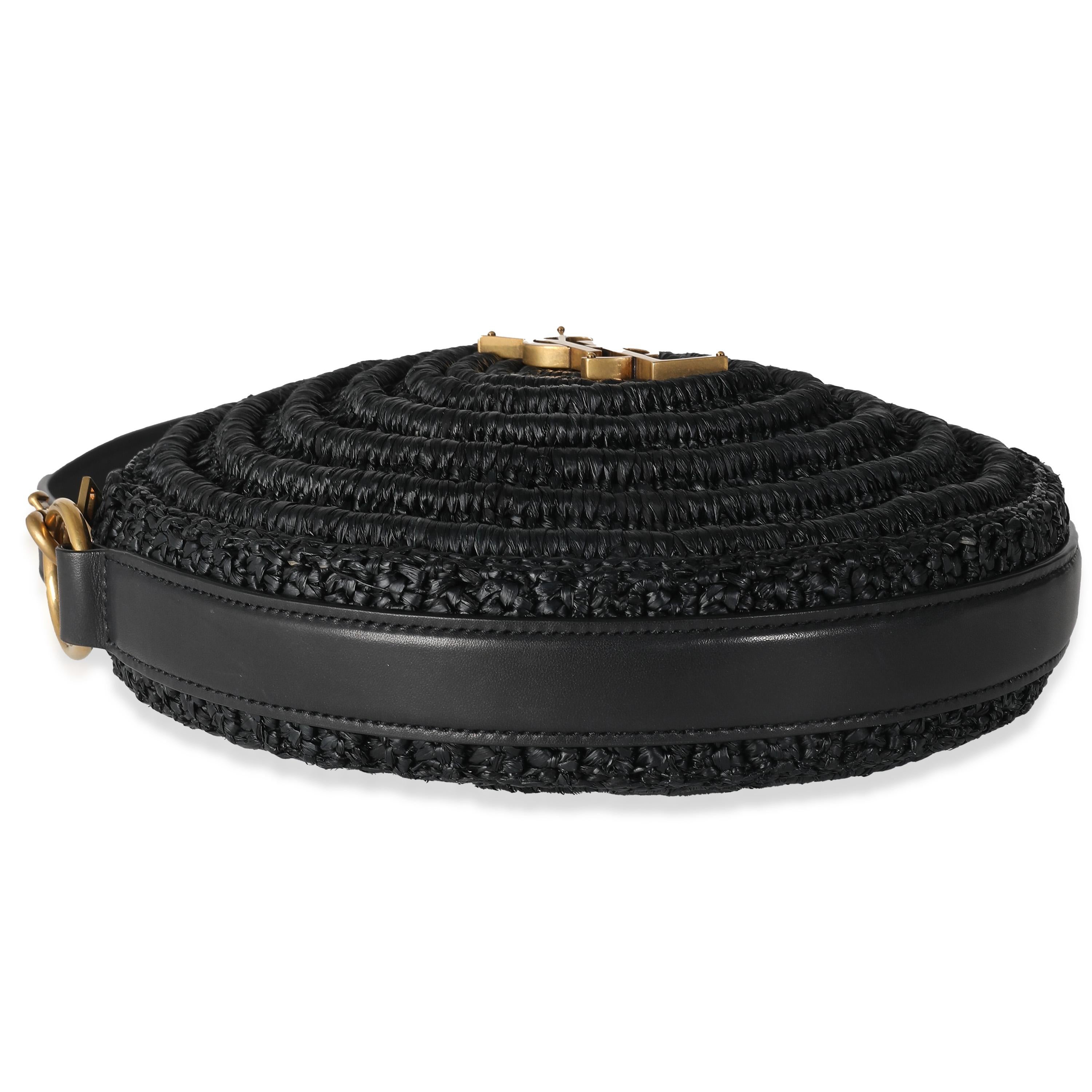 Saint Laurent Black Raffia Round Shoulder Bag 1