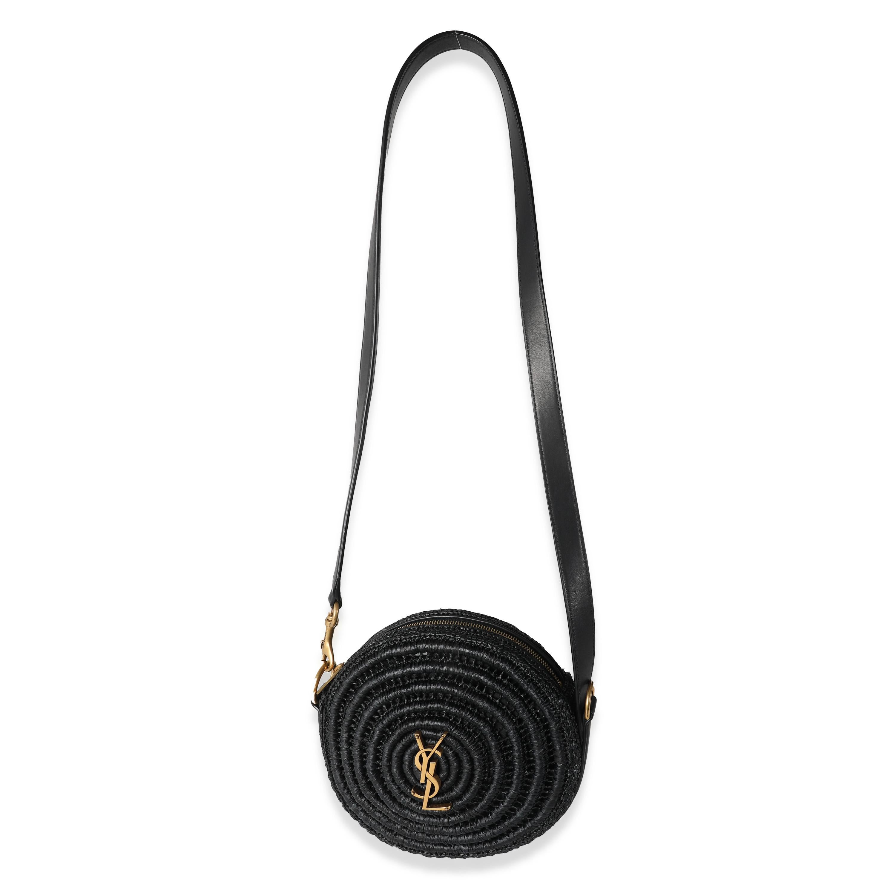 Saint Laurent Black Raffia Round Shoulder Bag 2