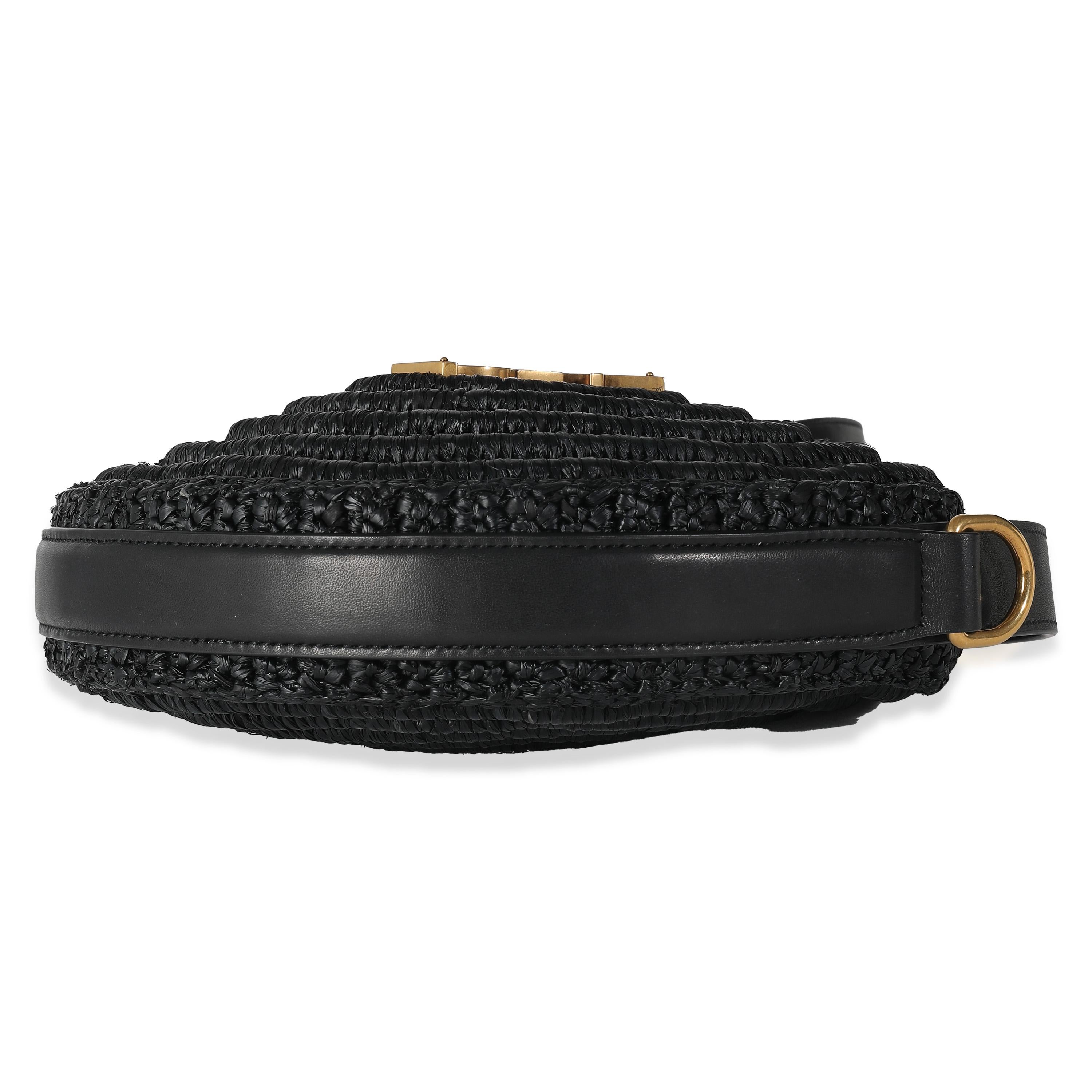 Saint Laurent Black Raffia Round Shoulder Bag 3
