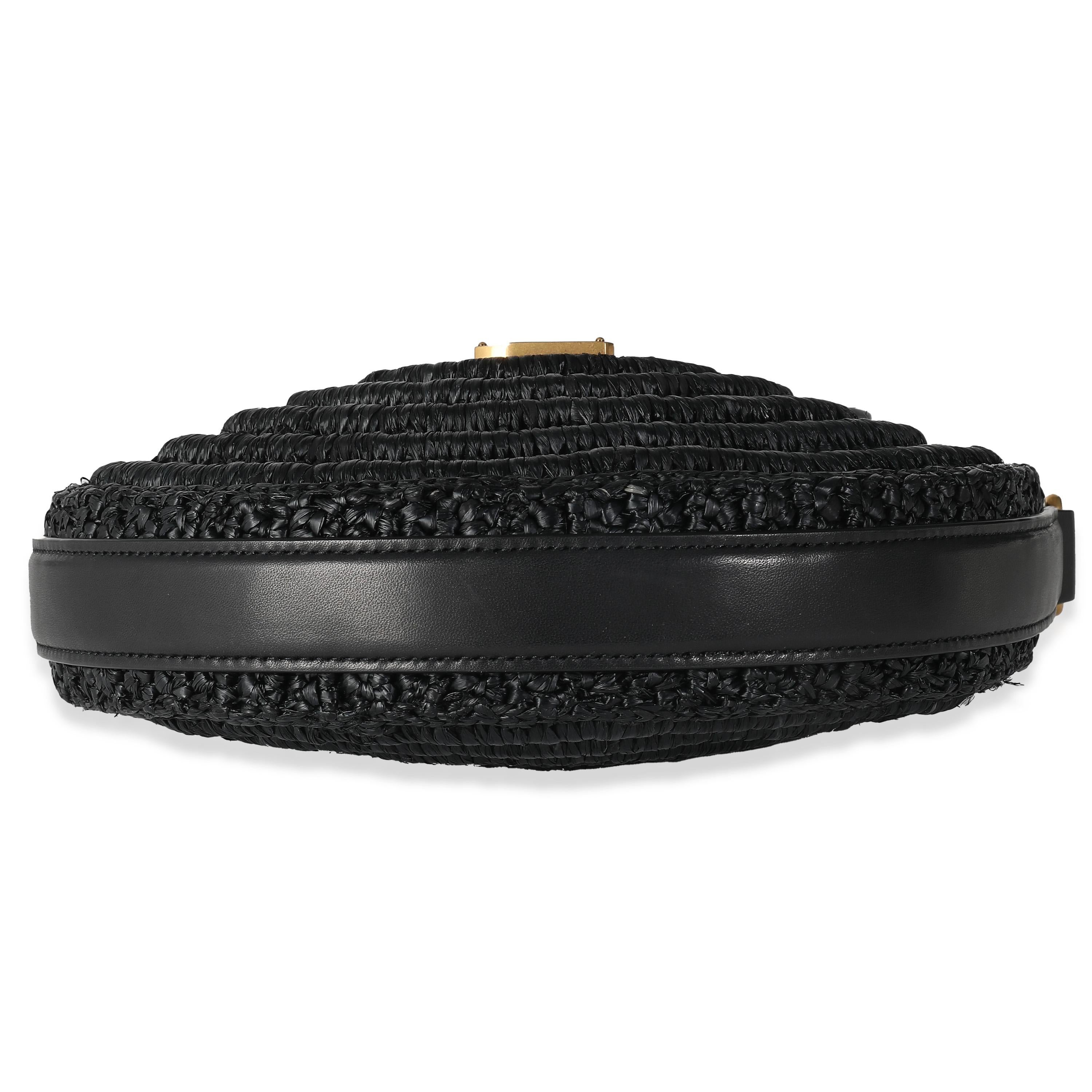 Saint Laurent Black Raffia Round Shoulder Bag 4