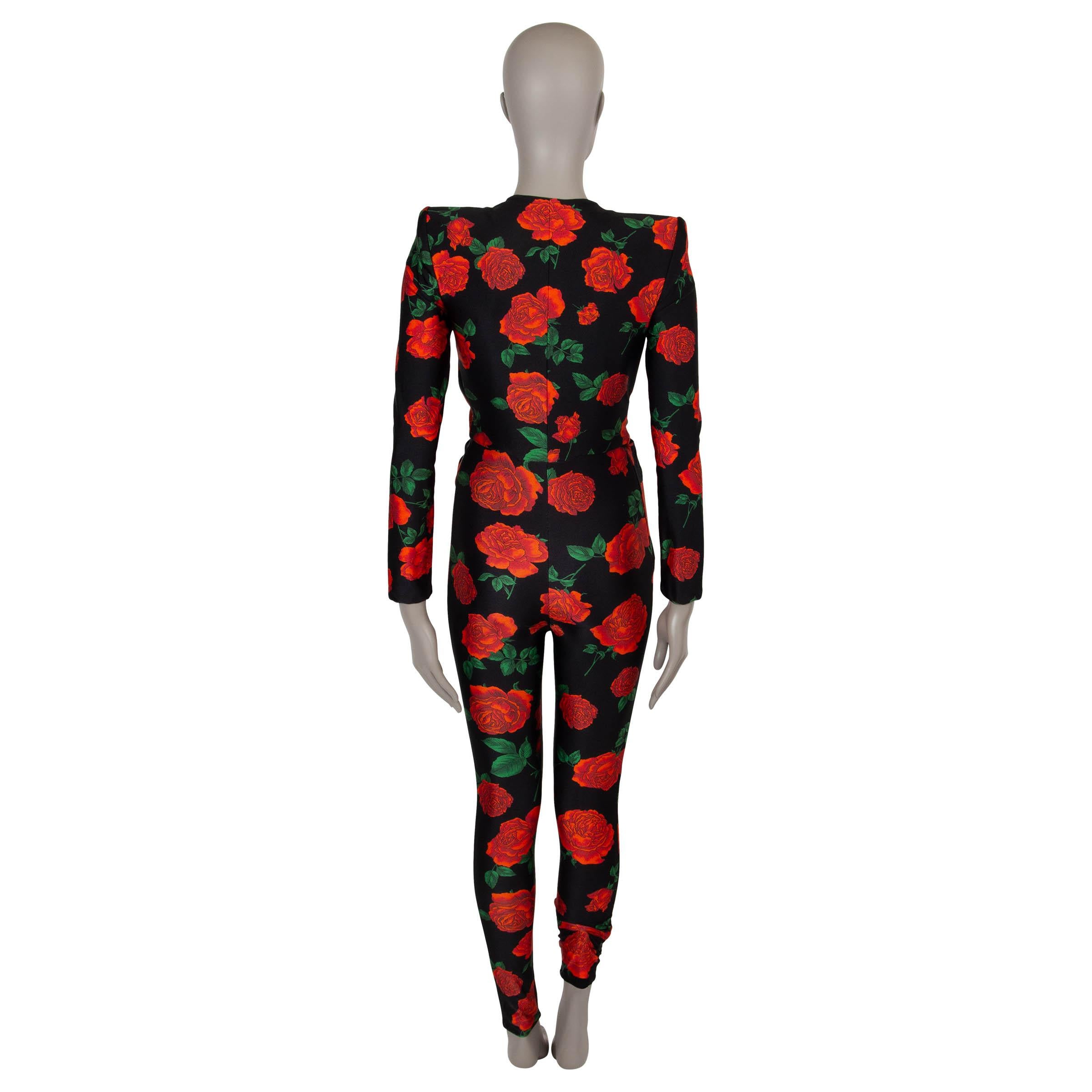 Black SAINT LAURENT black & red 2022 FLORAL Jumpsuit  Suit S For Sale