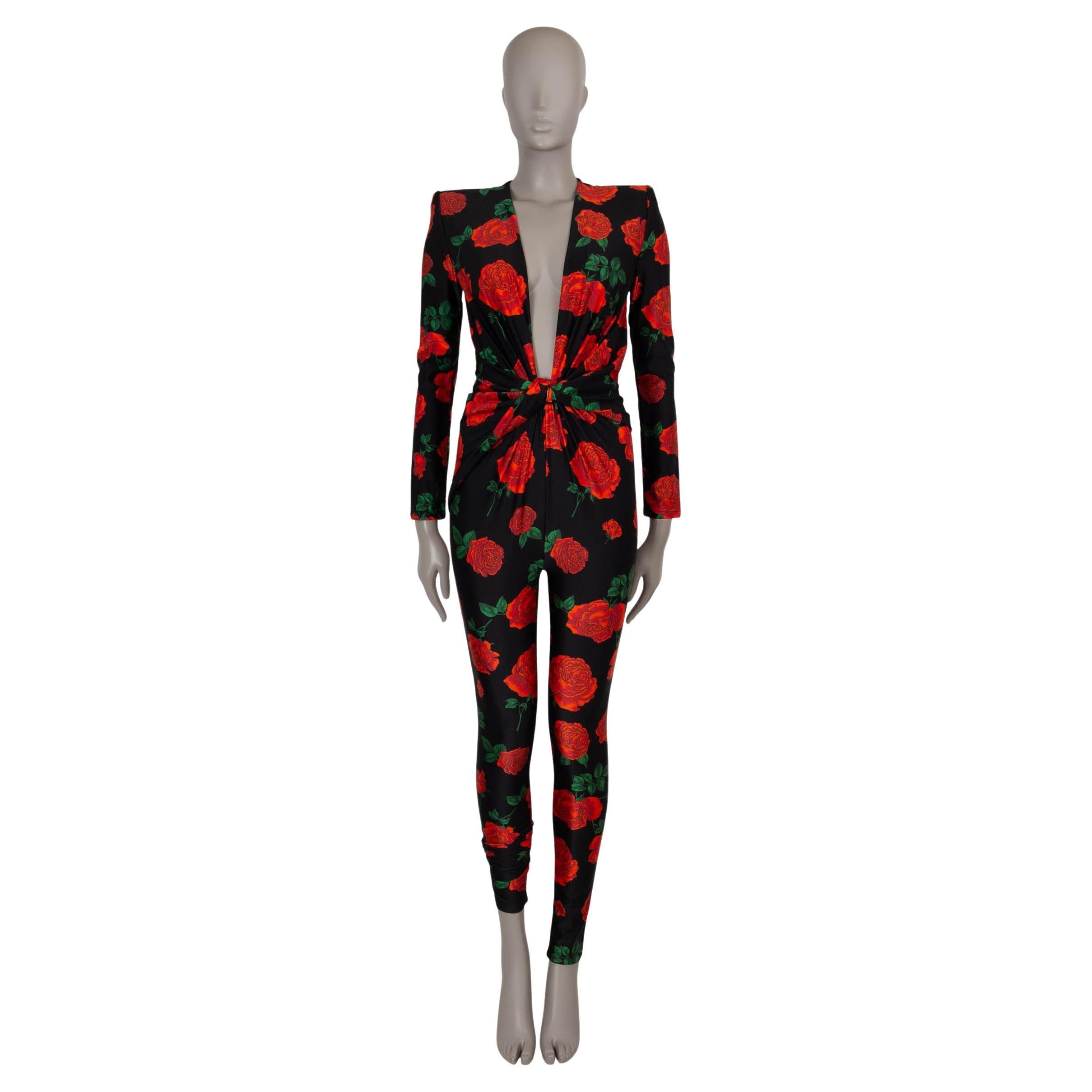 SAINT LAURENT black & red 2022 FLORAL Jumpsuit  Suit S For Sale