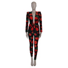 SAINT LAURENT black & red 2022 FLORAL Jumpsuit  Suit S