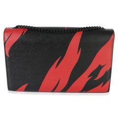 Saint Laurent Black Red Flame Grain De Poudre Medium Kate Chain Bag