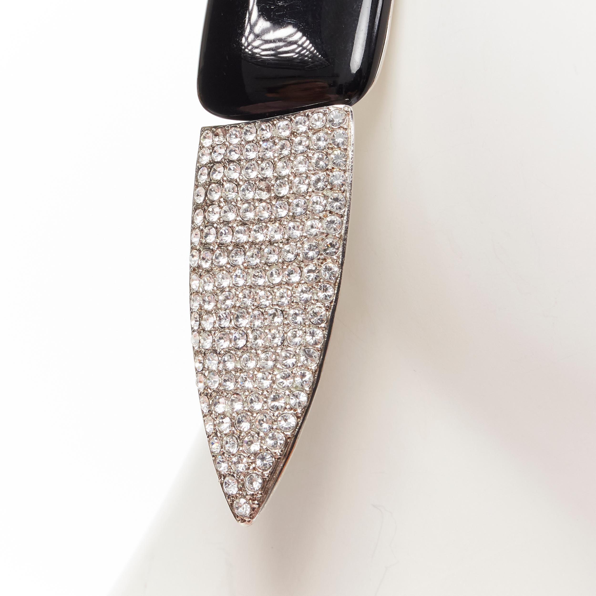 SAINT LAURENT black resin crystal dagger statement clip on earring 1