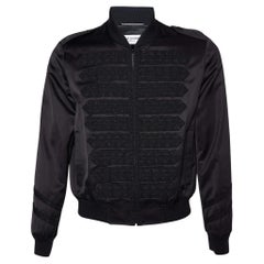 Saint Laurent - Bomber in raso nero impreziosito M