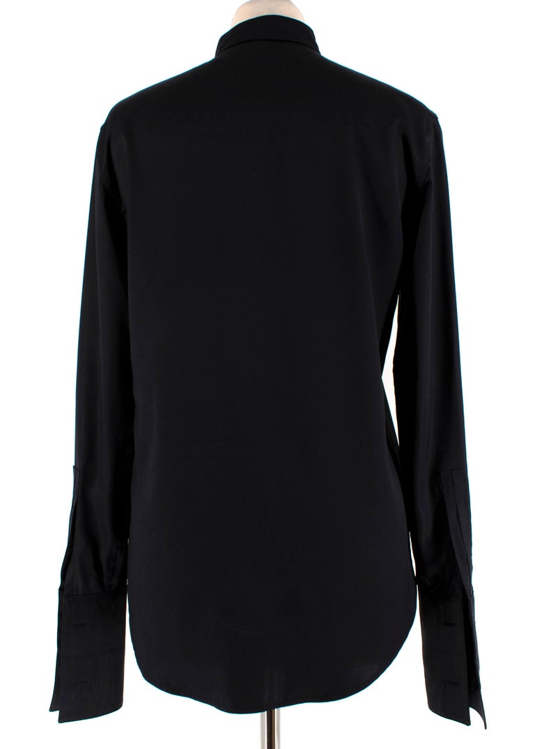 Saint Laurent Black Satin Long Sleeve Shirt - Sample - Size Estimated S ...