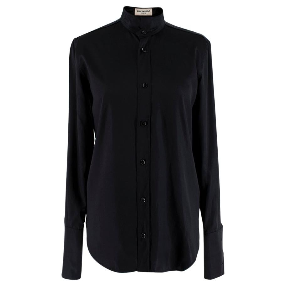 black satin long sleeve shirt
