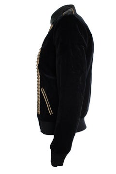 Saint Laurent, Black satin military embellished bomber jacket