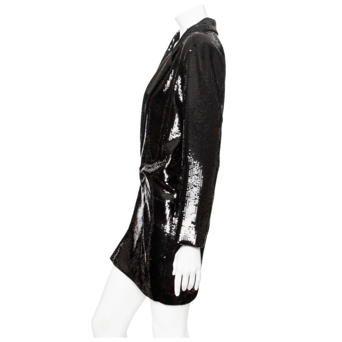 Saint Laurent Black Sequin Double Breasted Shift Dress For Sale 1