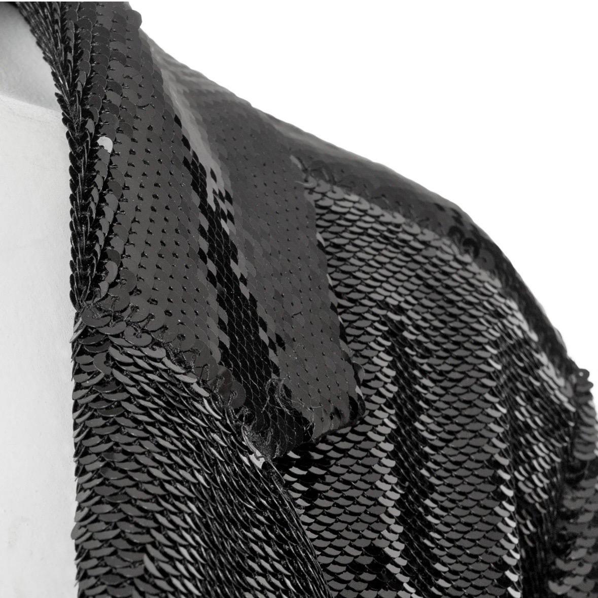 Saint Laurent Black Sequin Double Breasted Shift Dress For Sale 2