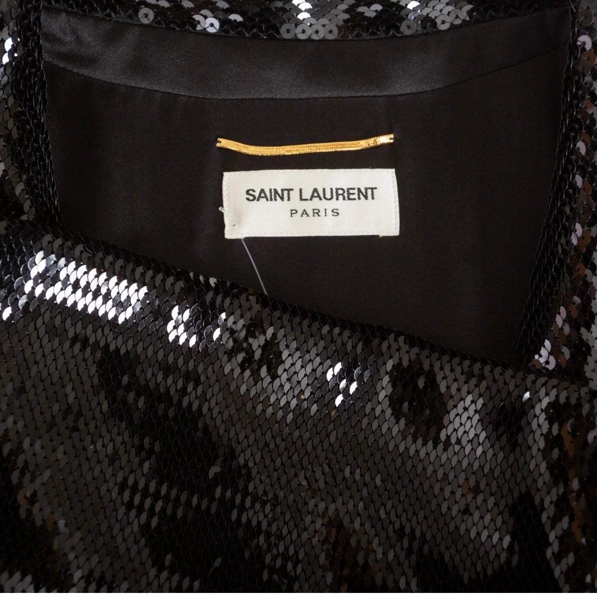 Saint Laurent Black Sequin Double Breasted Shift Dress For Sale 3