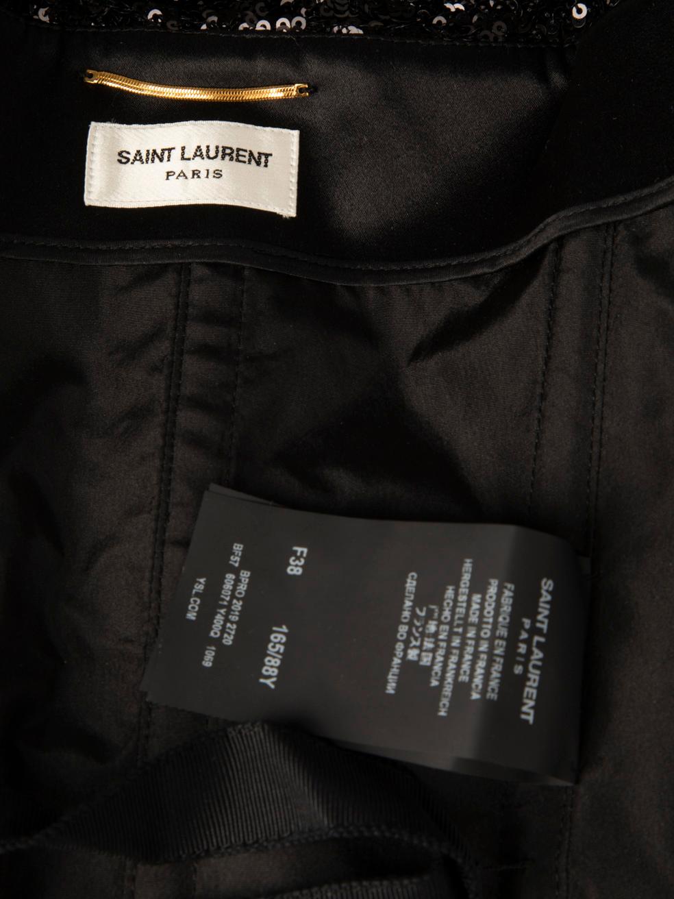 Saint Laurent Black Sequinned Mesh Bustier Top Size M 1