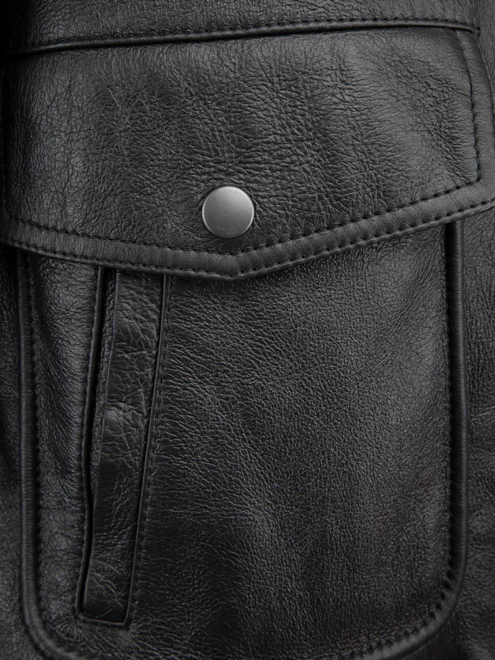Saint Laurent Black Shearling Leather Biker Jacket Size M 1