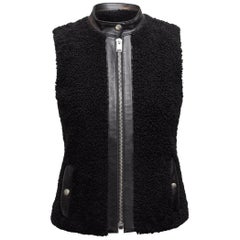 Saint Laurent Black Shearling Leather-Trimmed Vest