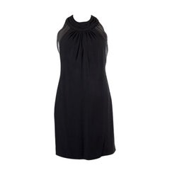 SAINT LAURENT black SHEER BACK GRECIAN NECK Cocktail Dress 36